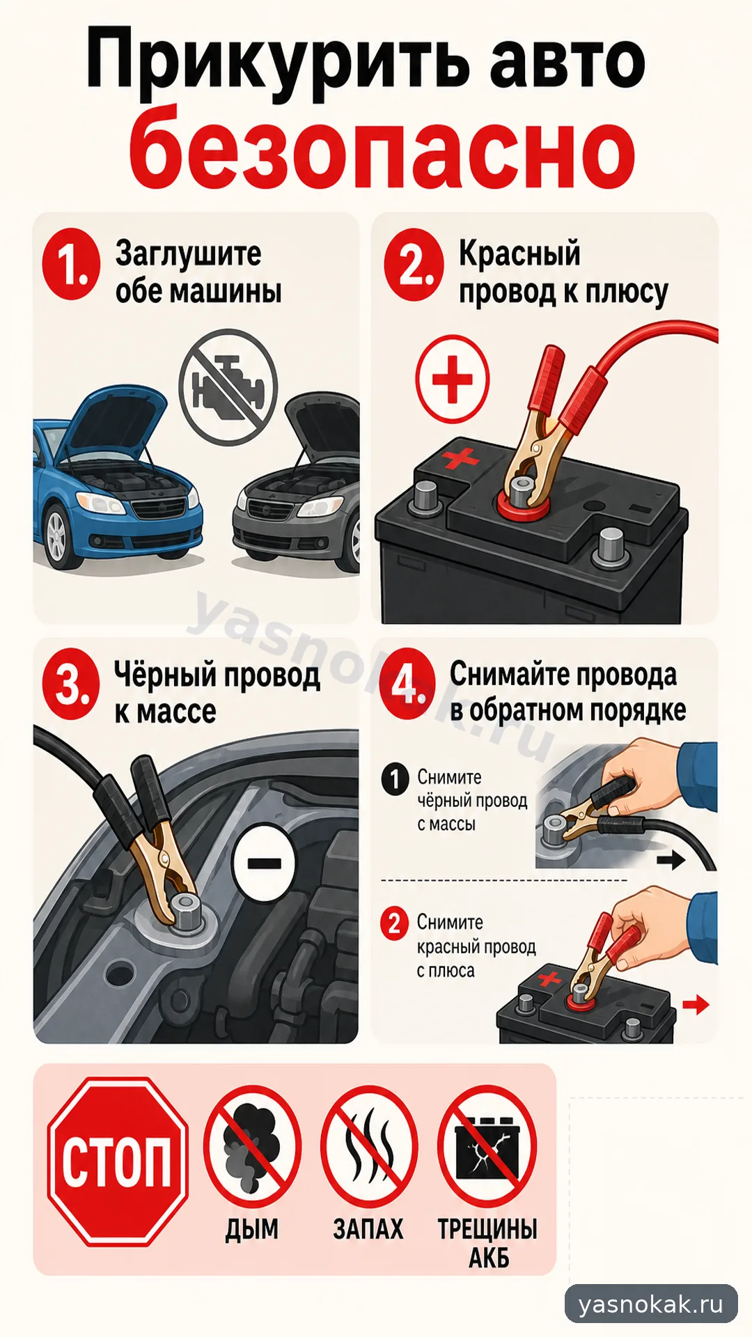 Схема: Как безопасно прикурить автомобиль