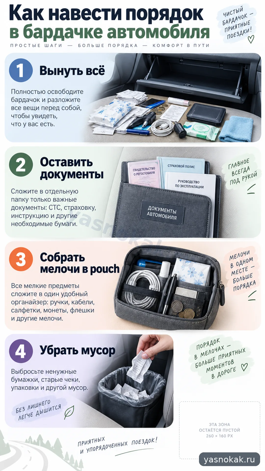 Схема: Как навести порядок в бардачке автомобиля