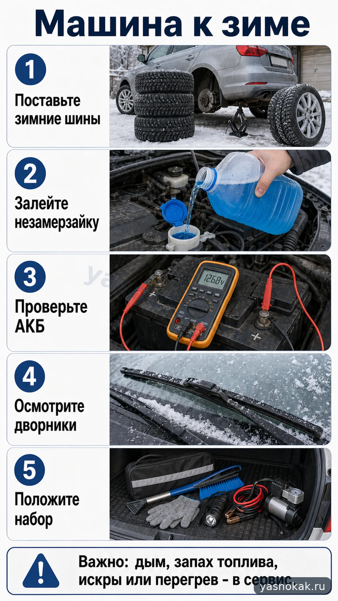 Схема: Как подготовить машину к зиме