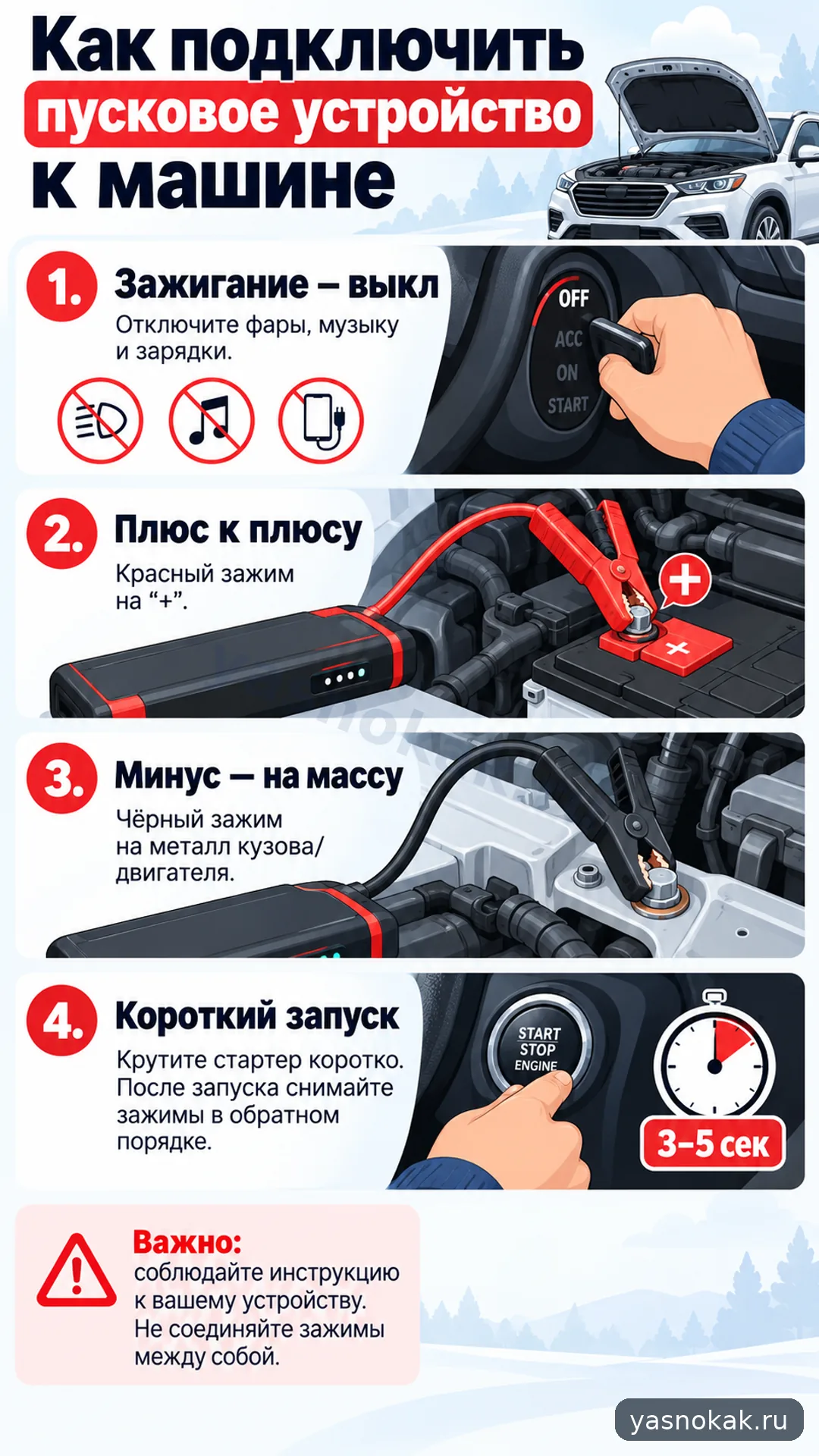 Схема: Как подключить пусковое устройство к машине