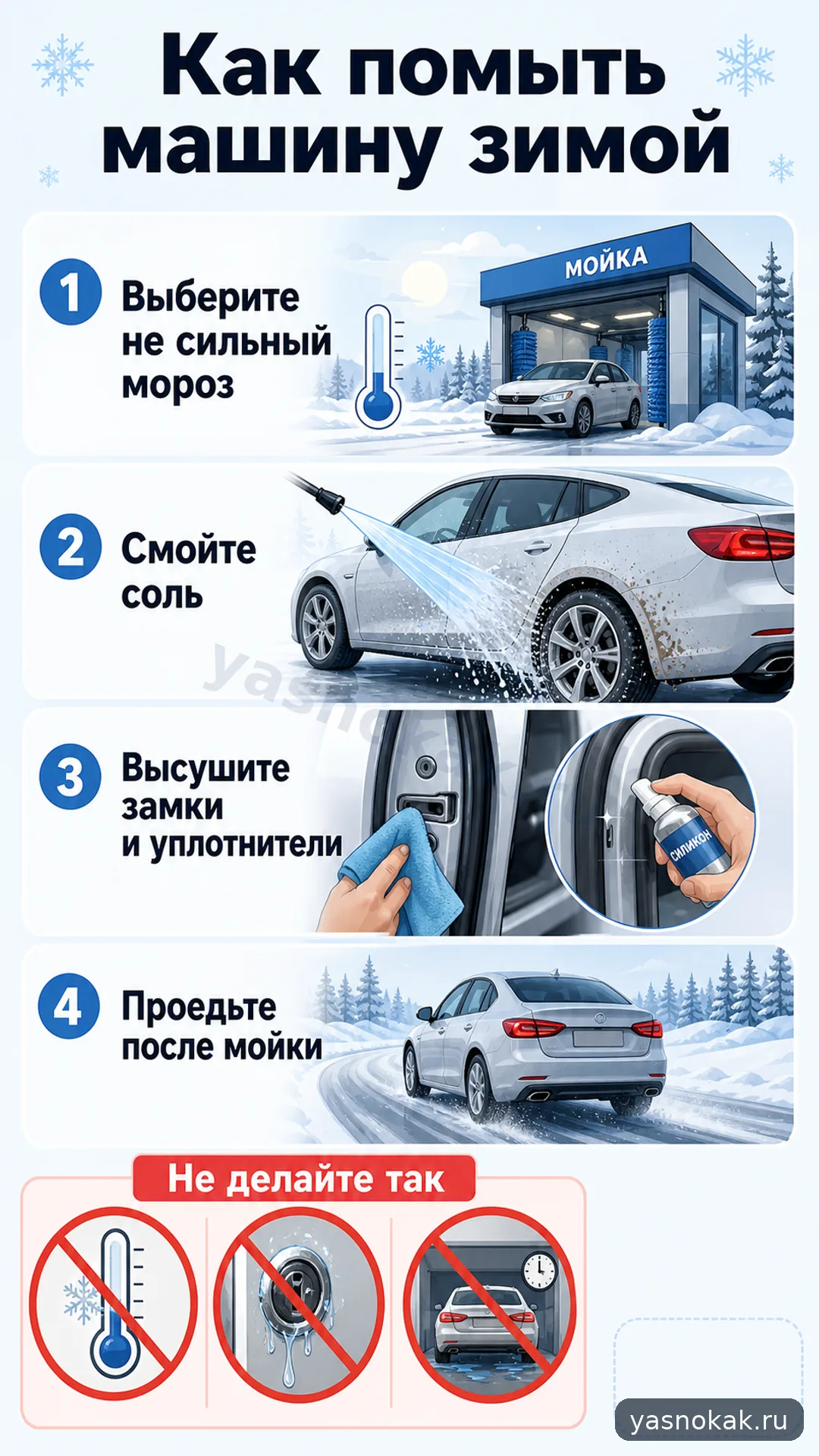 Схема: Как помыть машину зимой
