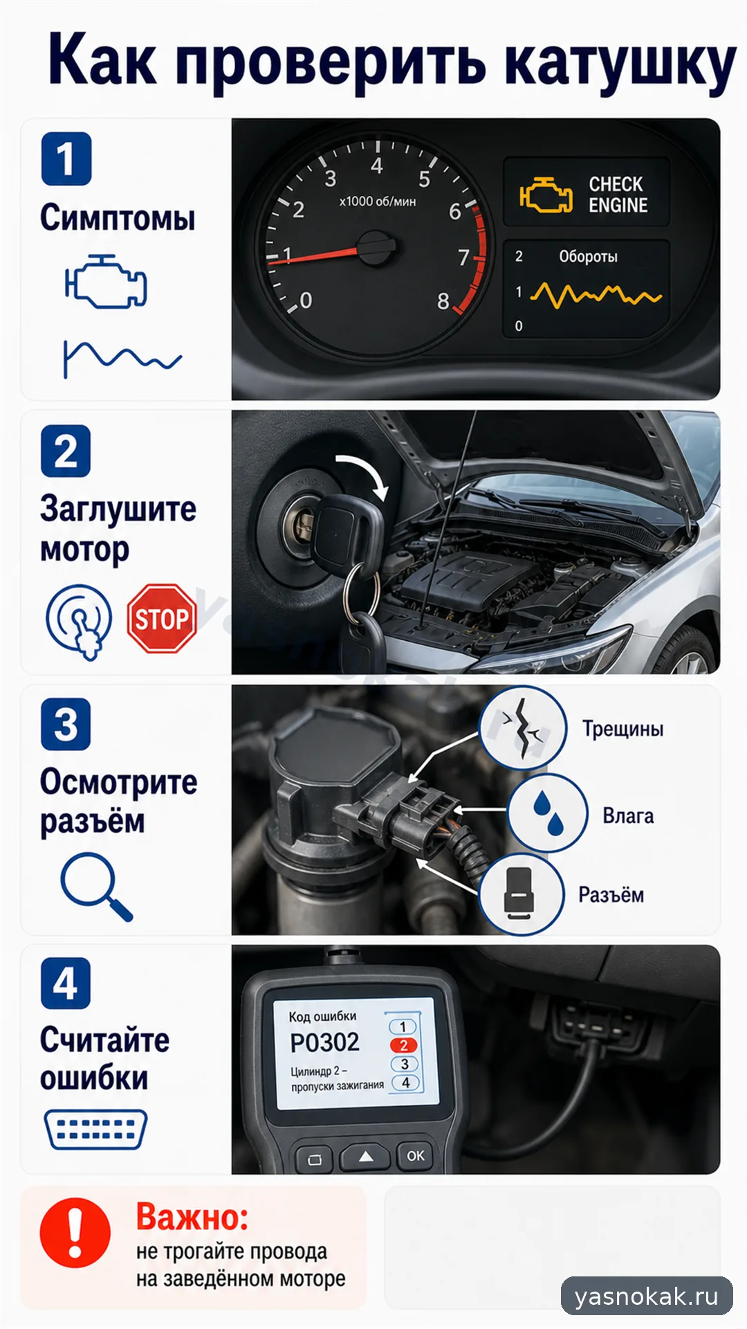 Схема: Как проверить катушку зажигания