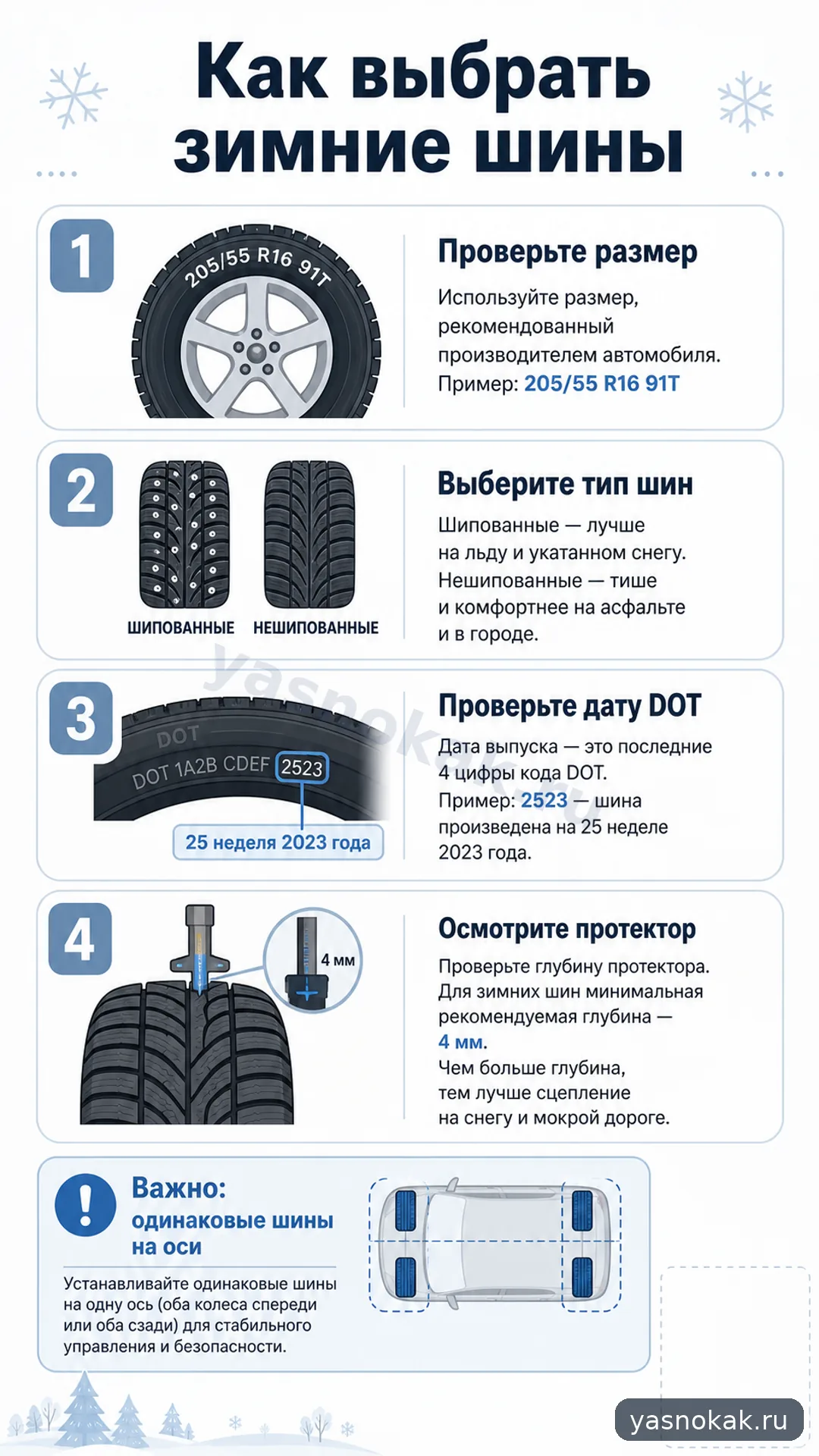 Схема: Как выбрать зимние шины