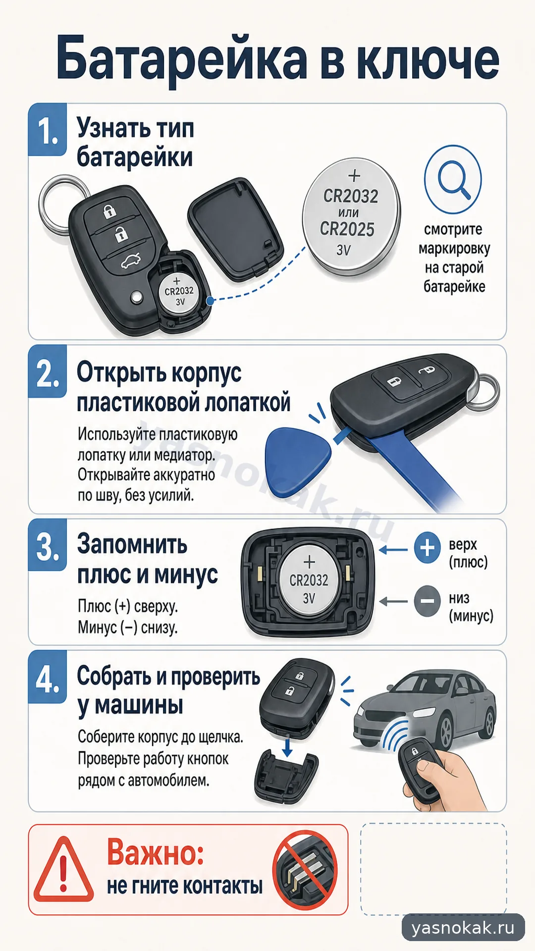 Схема: Как заменить батарейку в ключе автомобиля
