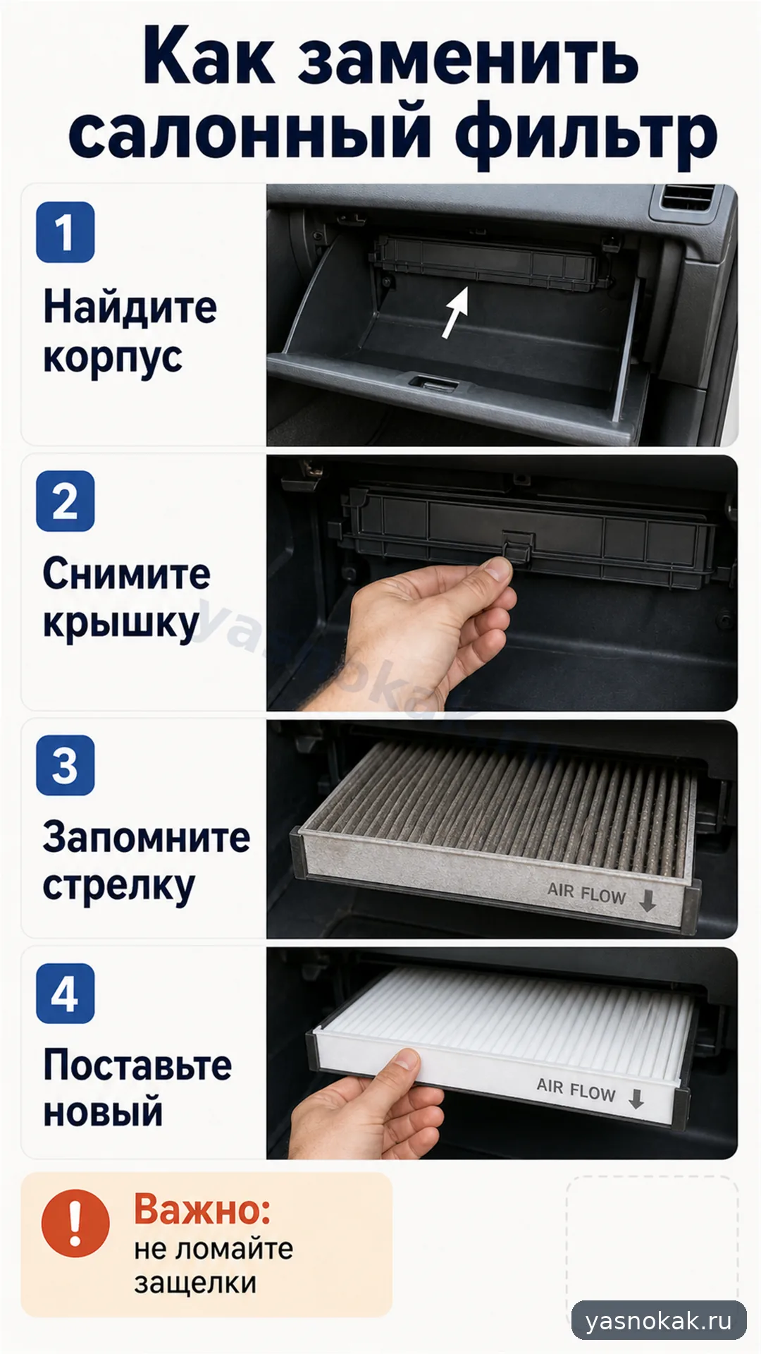 Схема: Как заменить салонный фильтр
