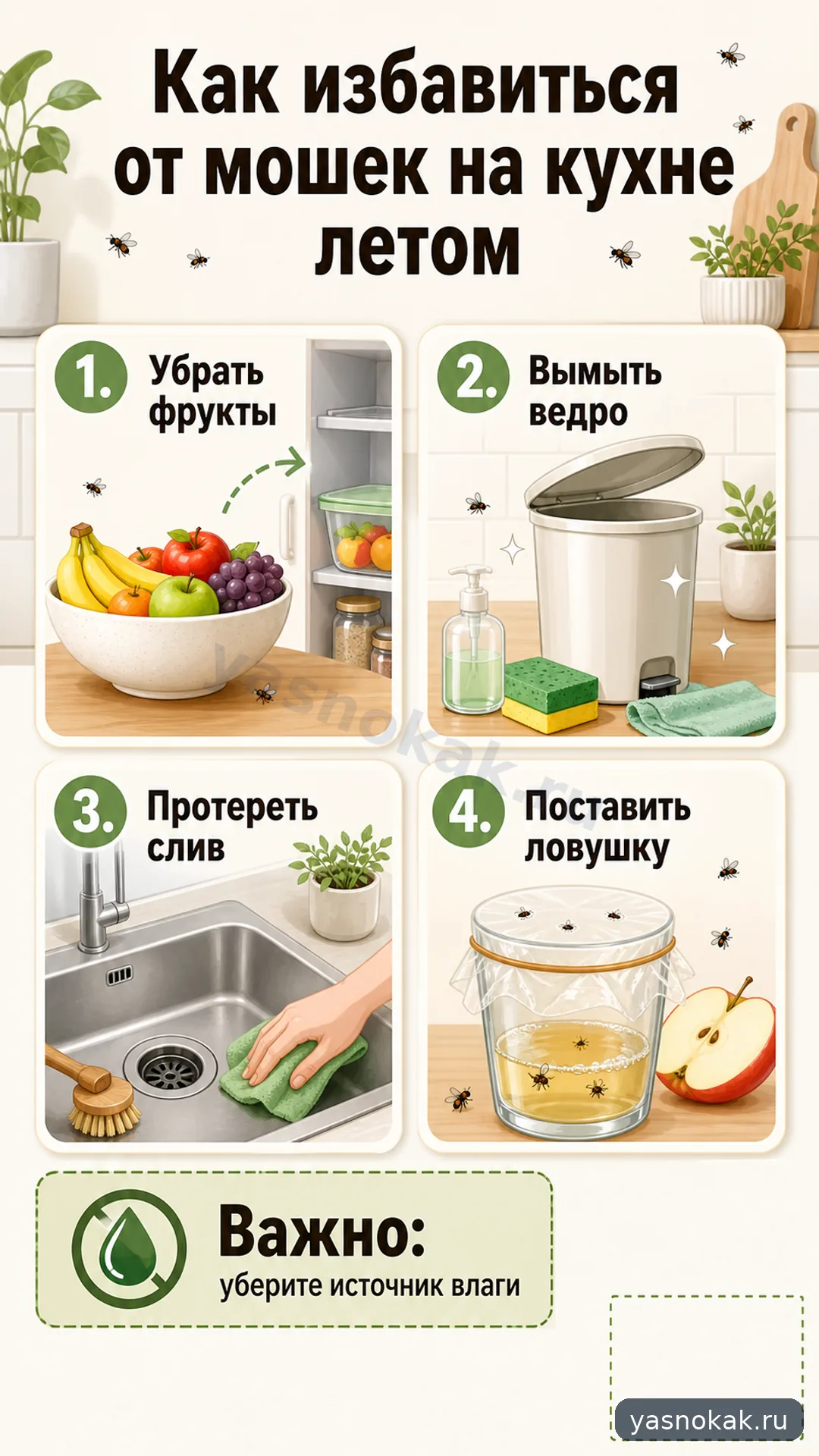 Схема: Как избавиться от мошек на кухне летом