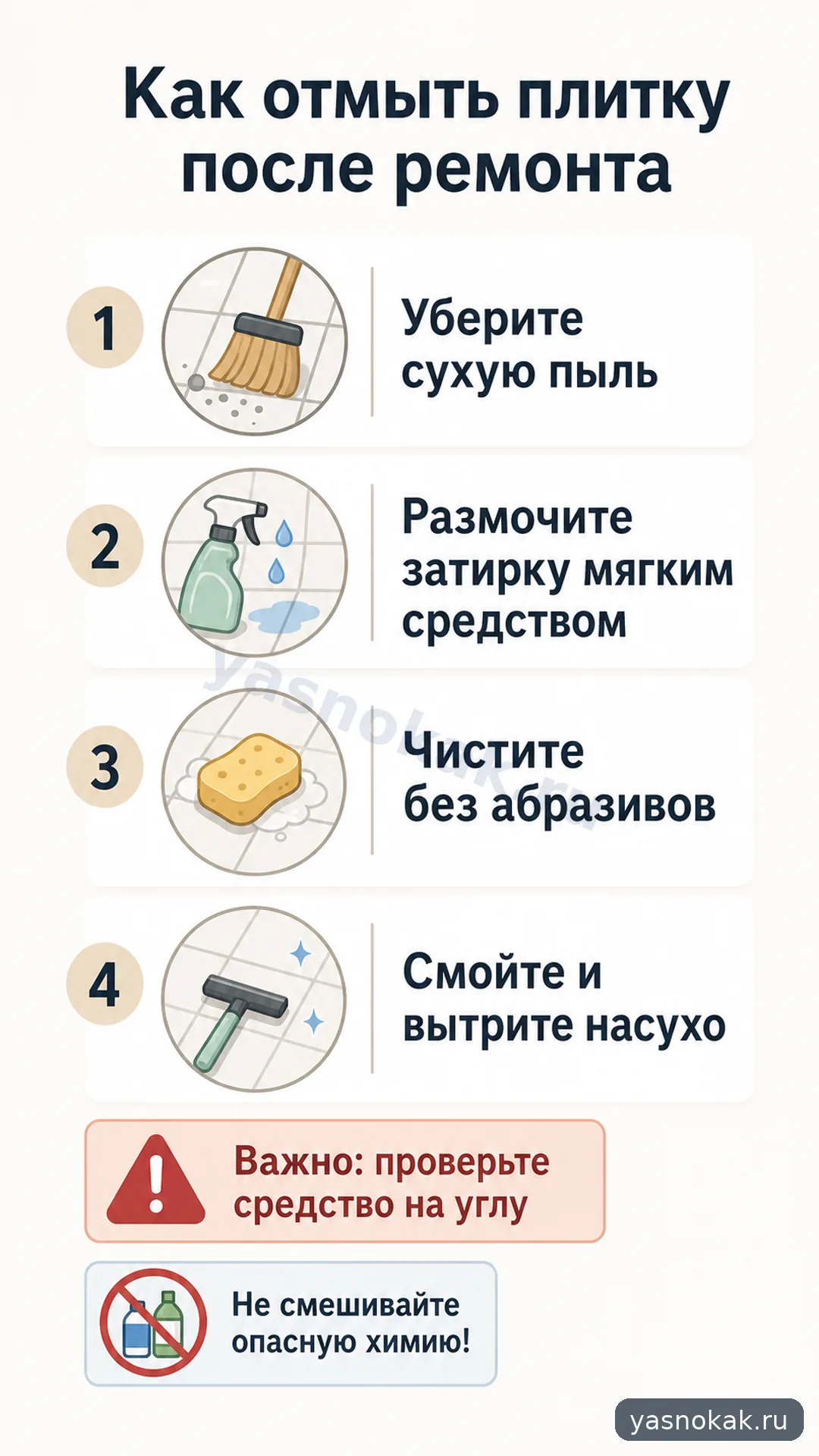 Схема: Как отмыть плитку после ремонта