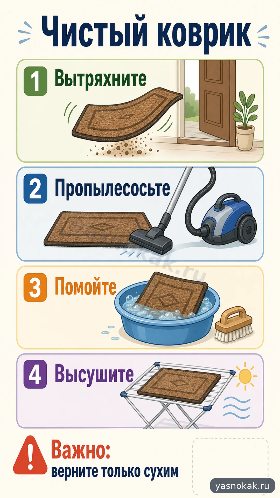 Схема: Как почистить коврик у входной двери