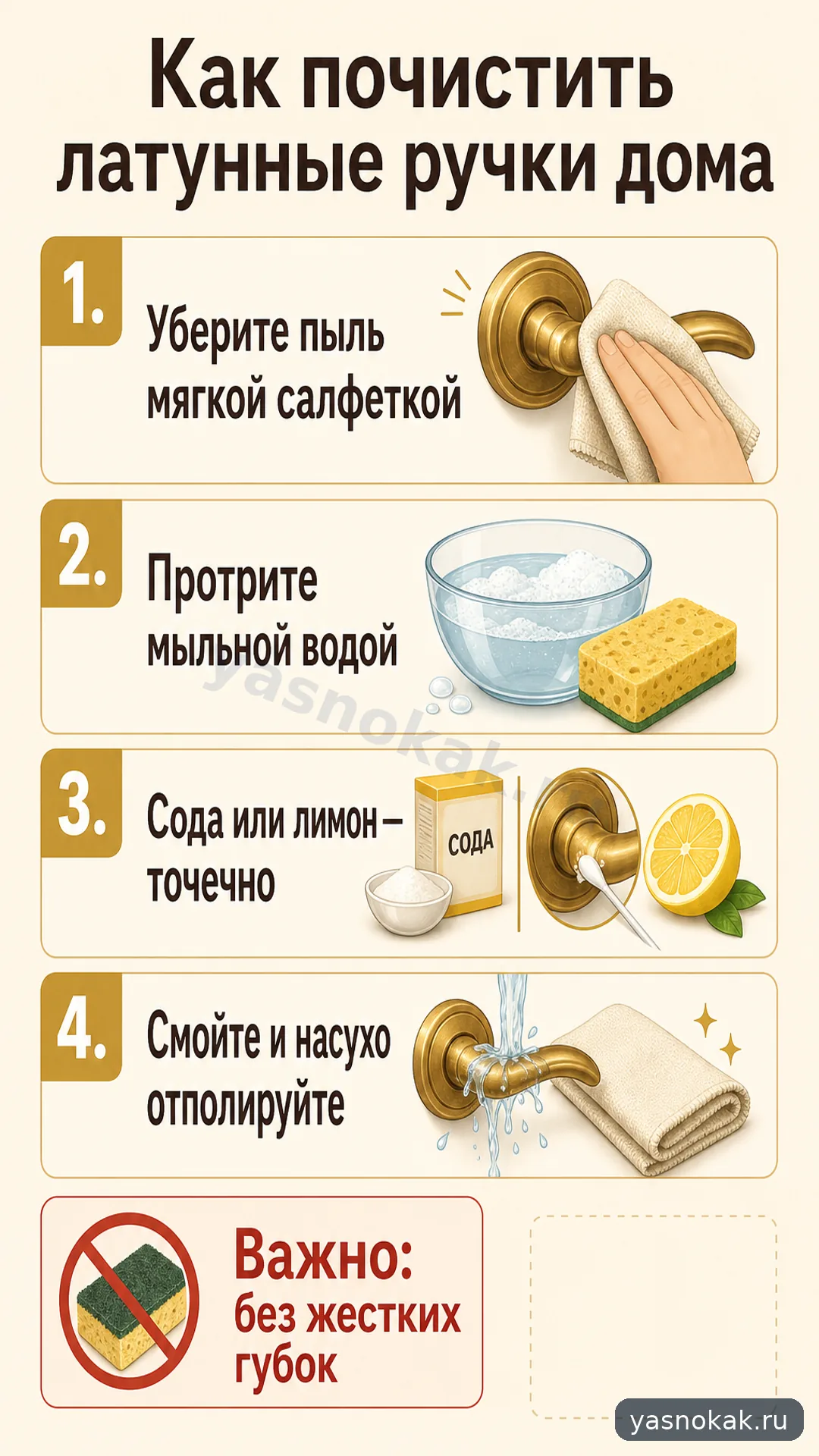 Схема: Как почистить латунные ручки дома
