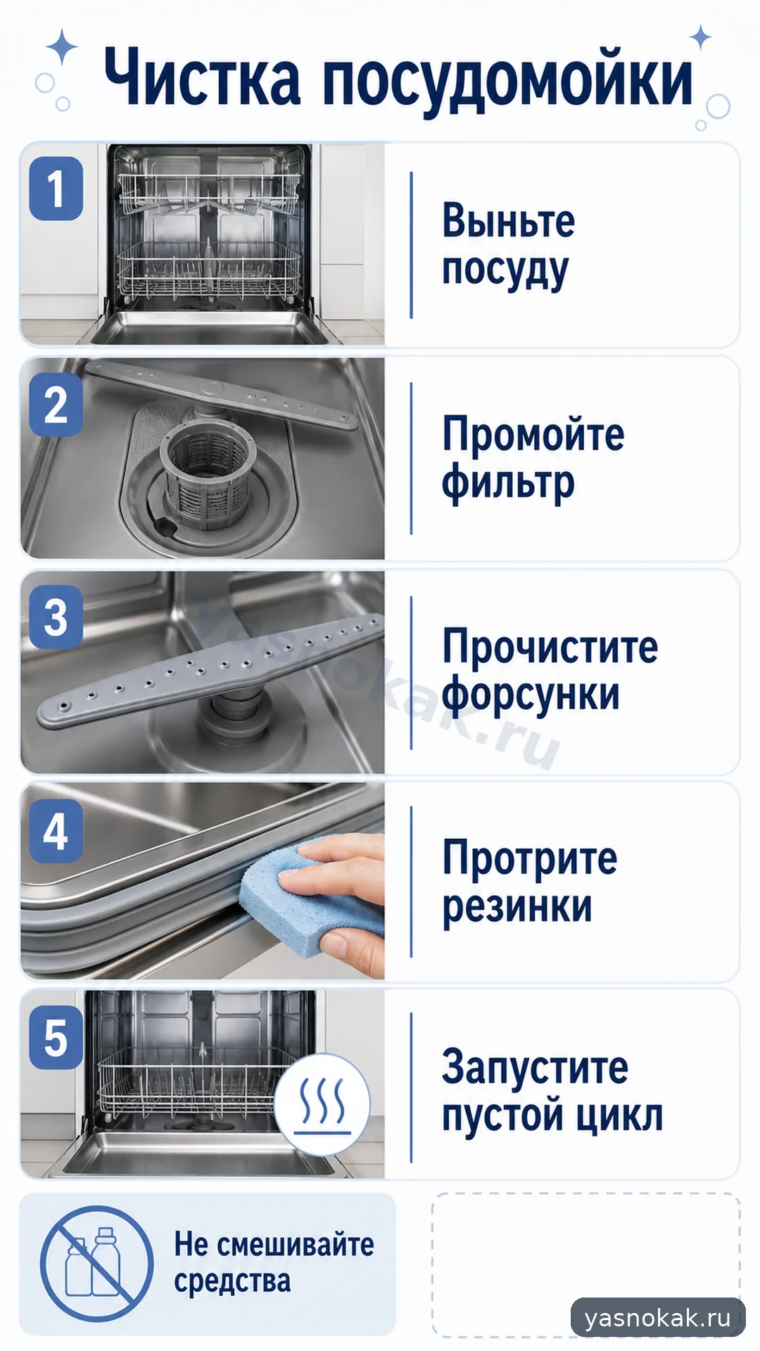 Схема: Как почистить посудомоечную машину