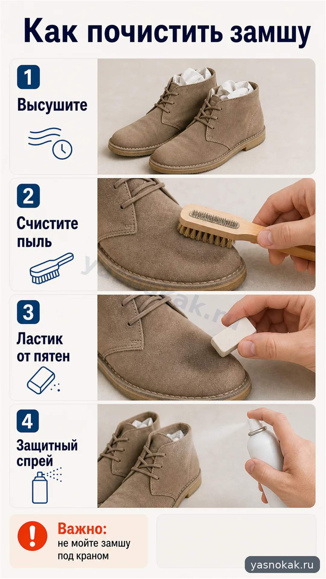 Схема: Как почистить замшевую обувь