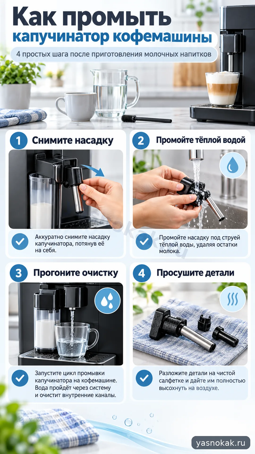 Схема: Как промыть капучинатор кофемашины Philips