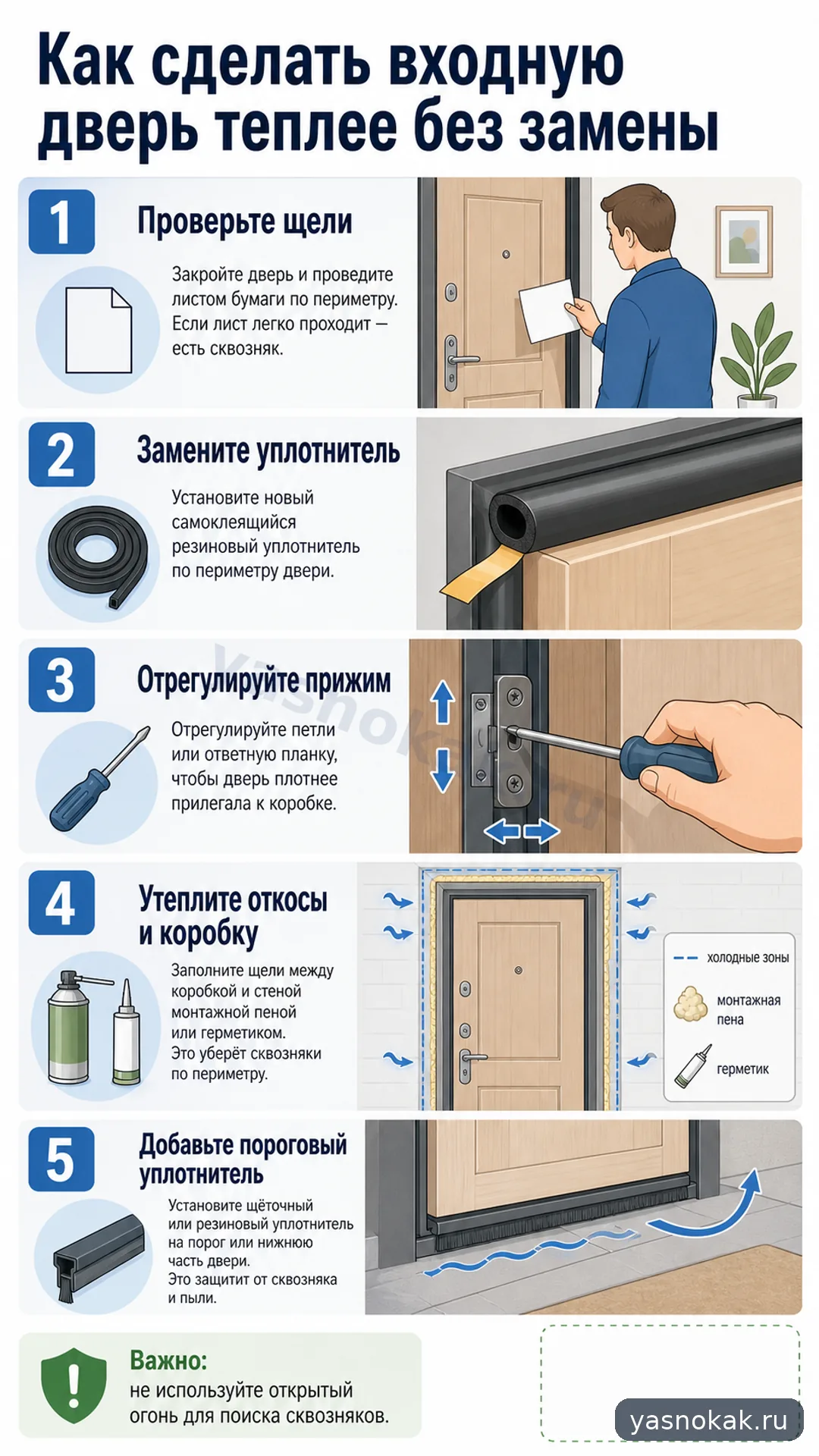 Схема: Как сделать входную дверь теплее без замены