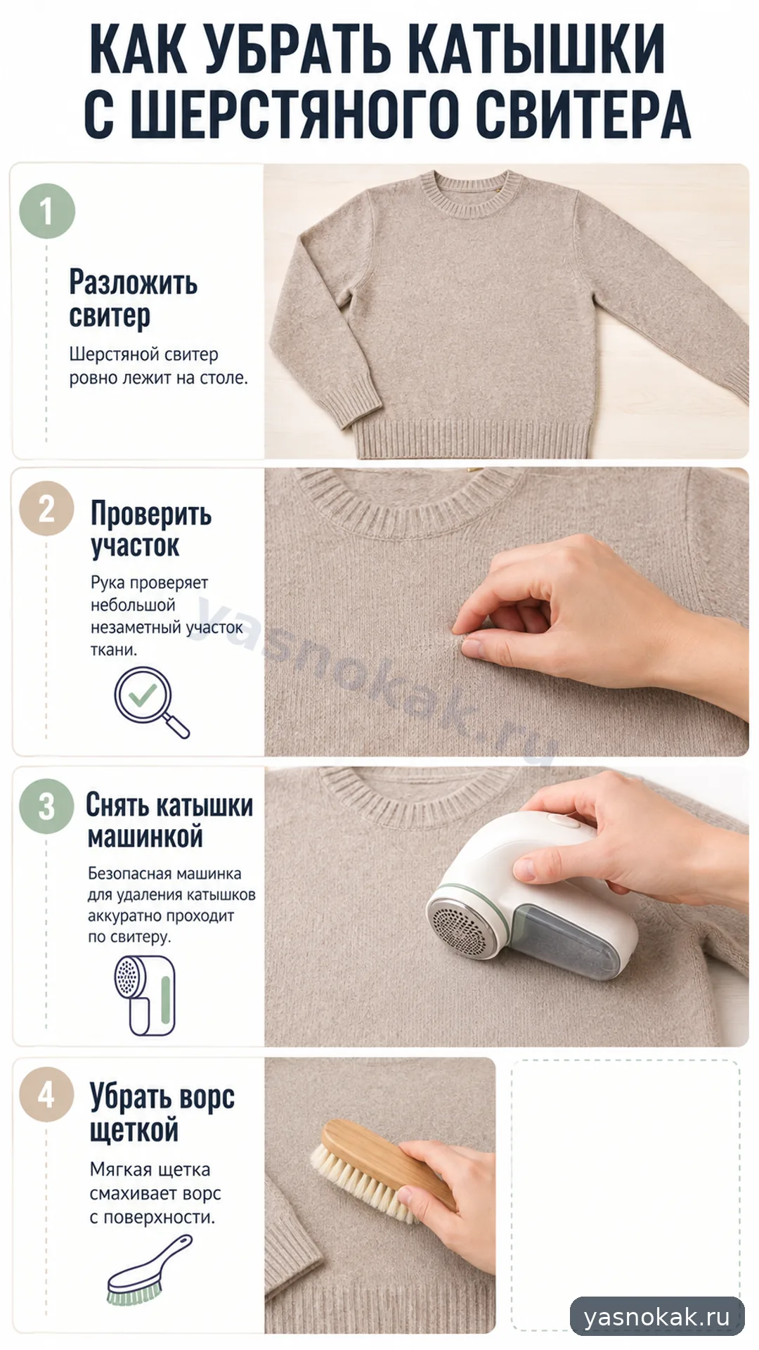 Схема: Как убрать катышки с шерстяного свитера