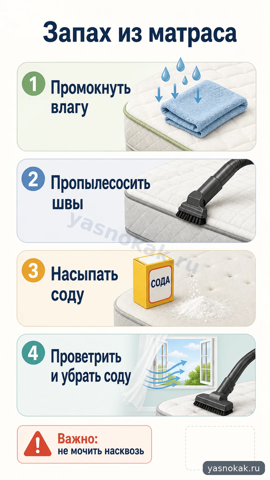 Схема: Как убрать запах из матраса