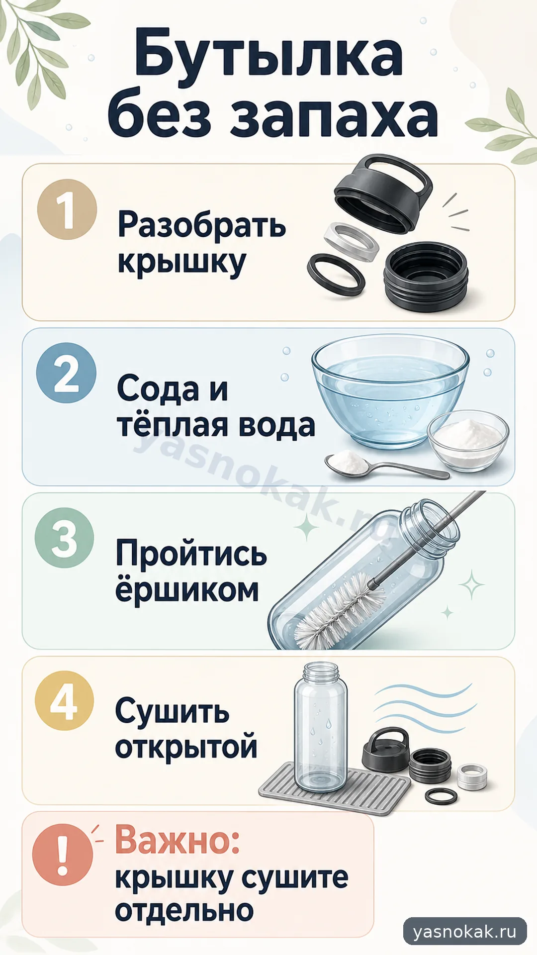 Схема: Как убрать запах из многоразовой бутылки