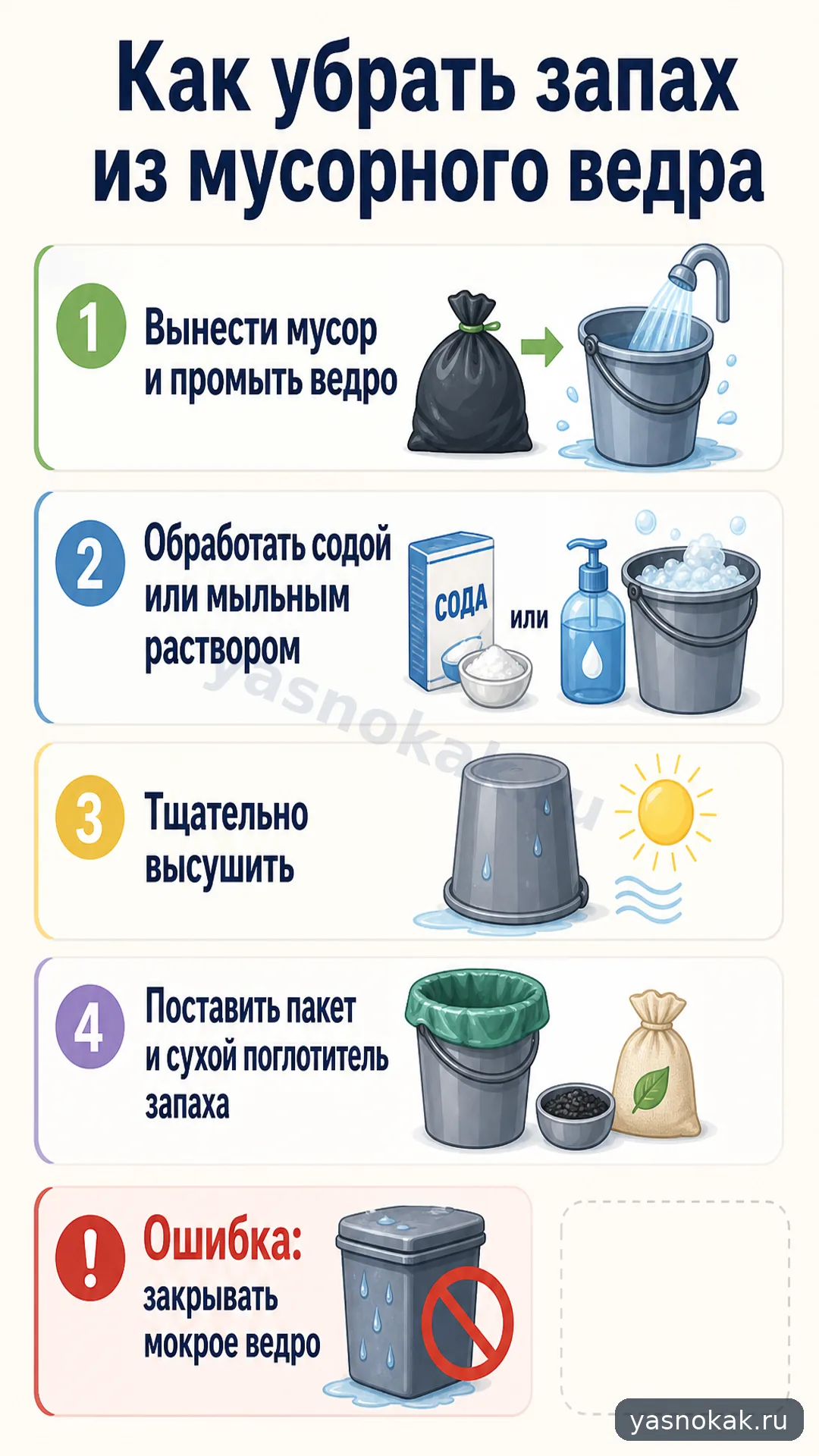 Схема: Как убрать запах из мусорного ведра