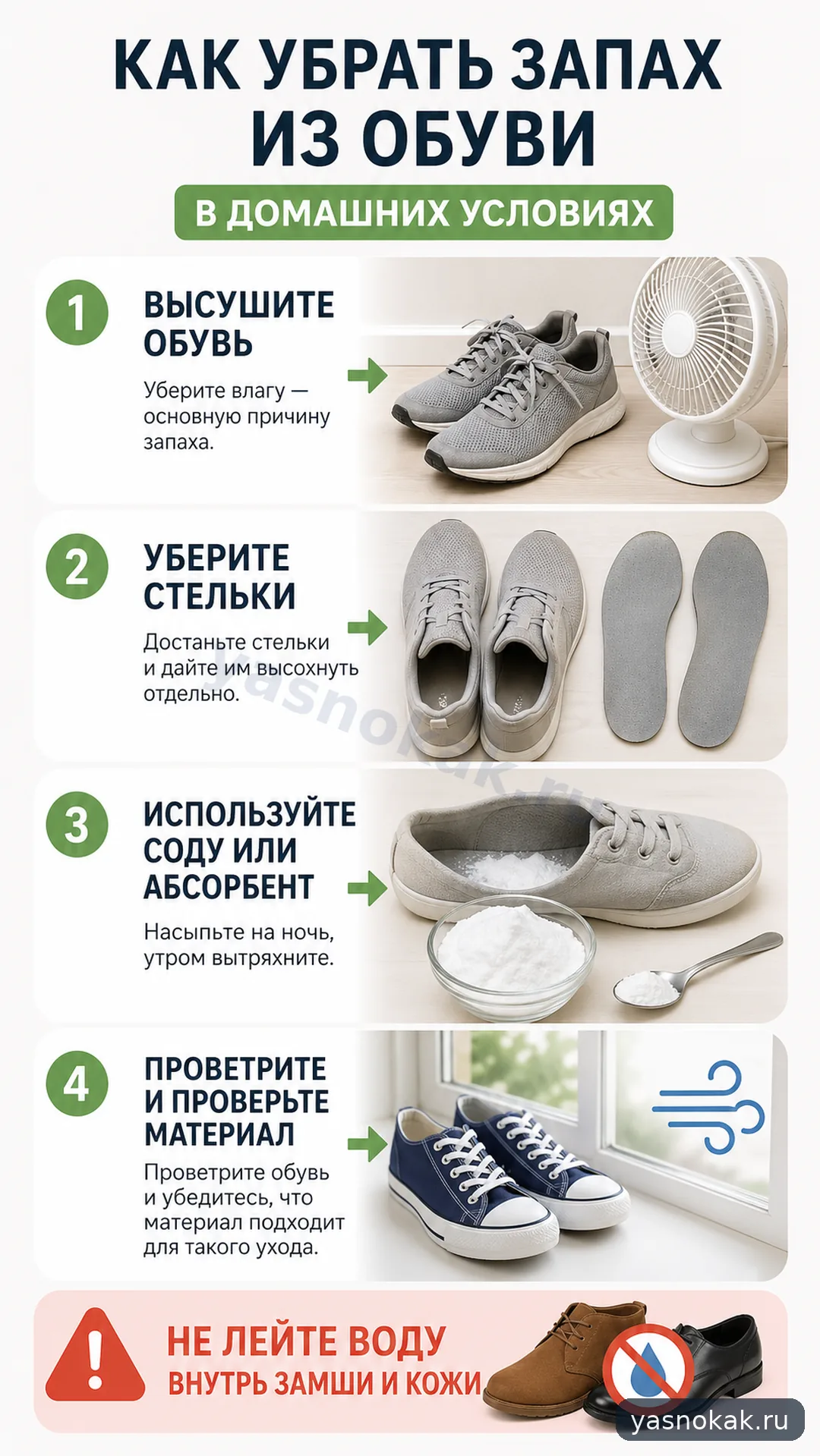 Схема: Как убрать запах из обуви в домашних условиях