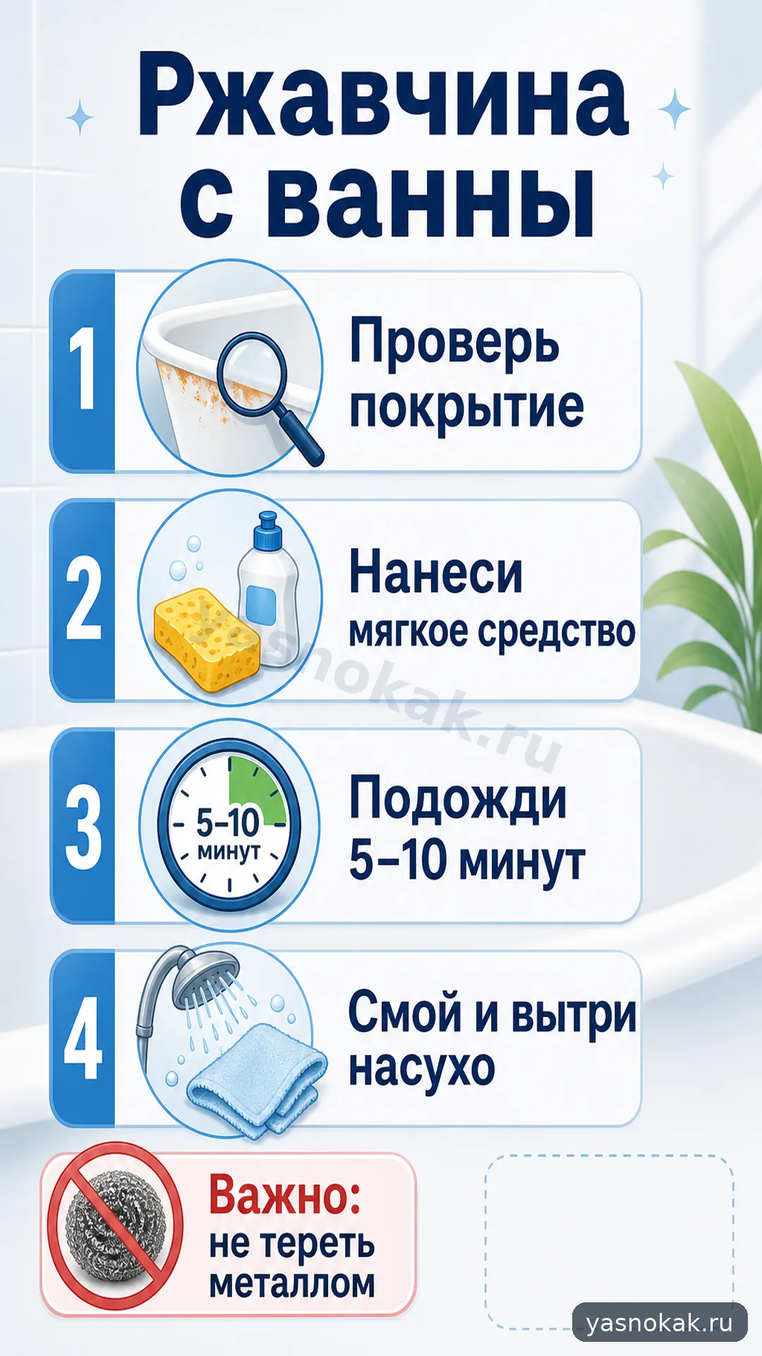 Схема: Как удалить ржавчину с ванны
