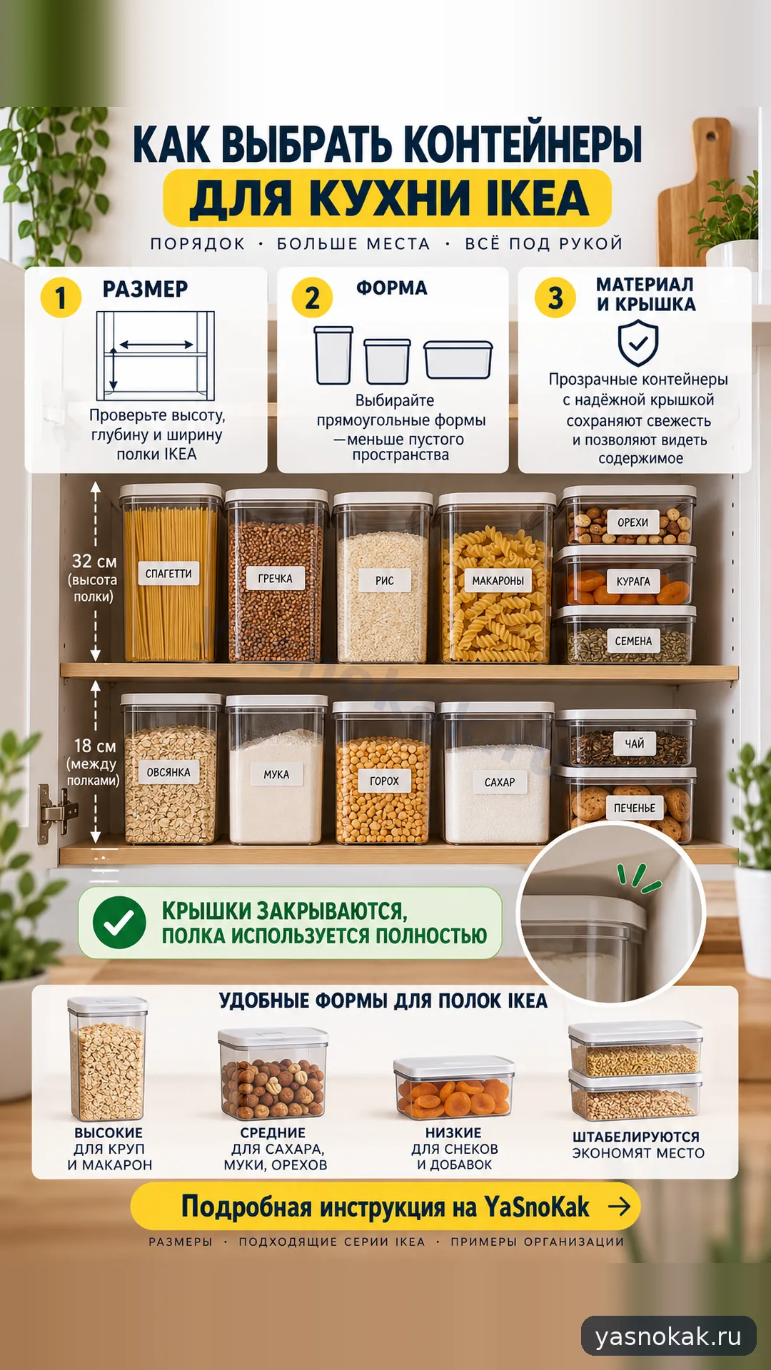 Схема: Как выбрать контейнеры IKEA для хранения на кухне