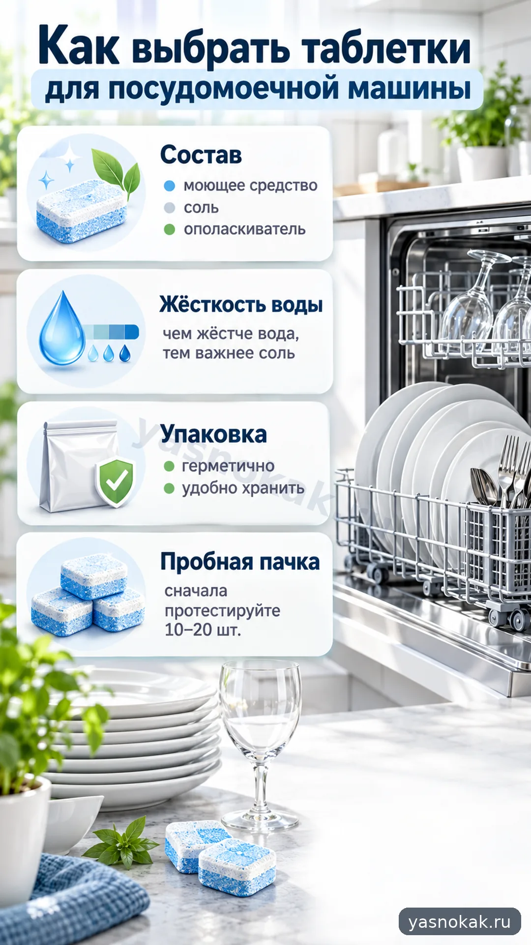 Схема: Как выбрать таблетки для посудомоечной машины