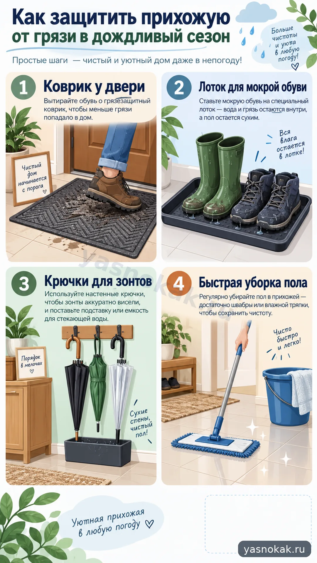 Схема: Как защитить прихожую от грязи в дождливый сезон