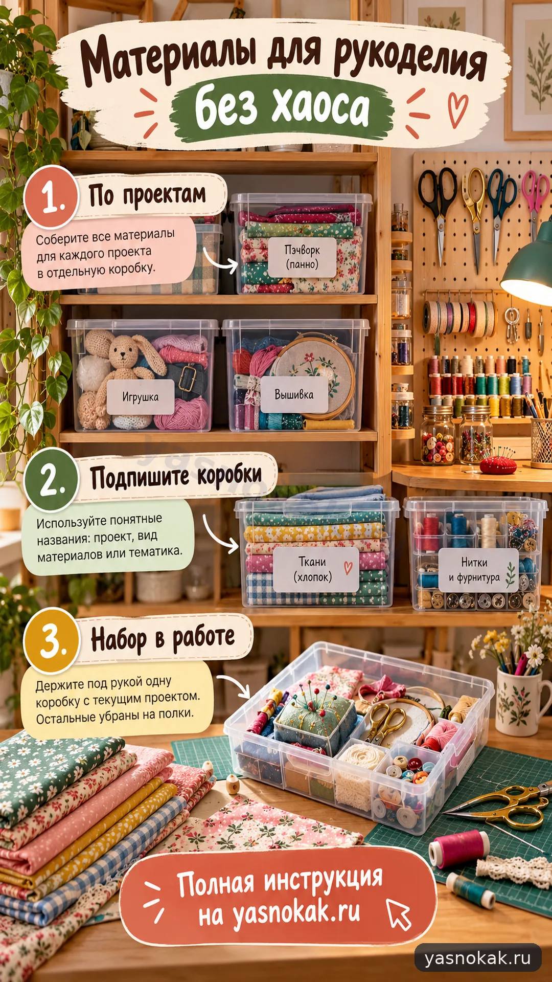 Схема: Как организовать материалы для рукоделия