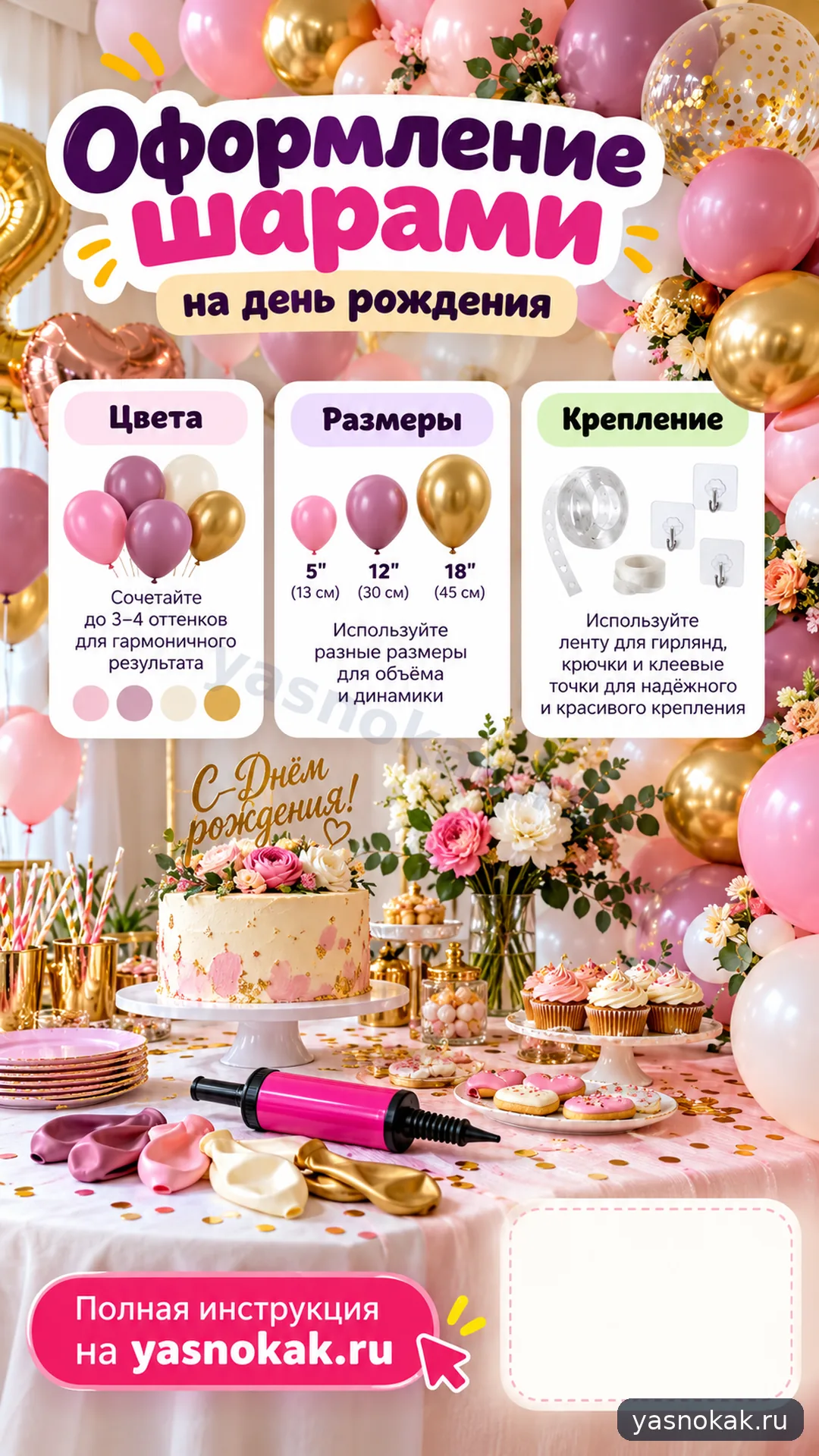 Схема: Как оформить день рождения шарами Sempertex
