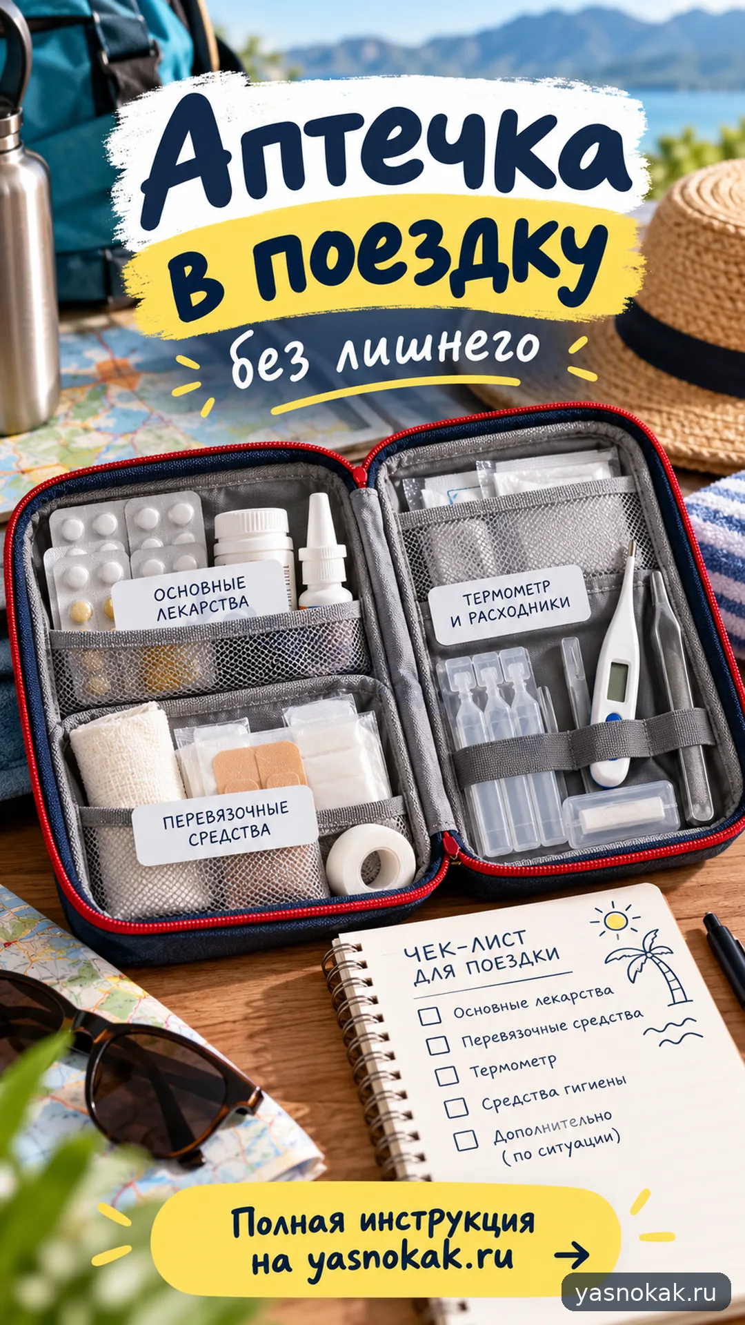 Схема: Как подготовить аптечку для семейного путешествия