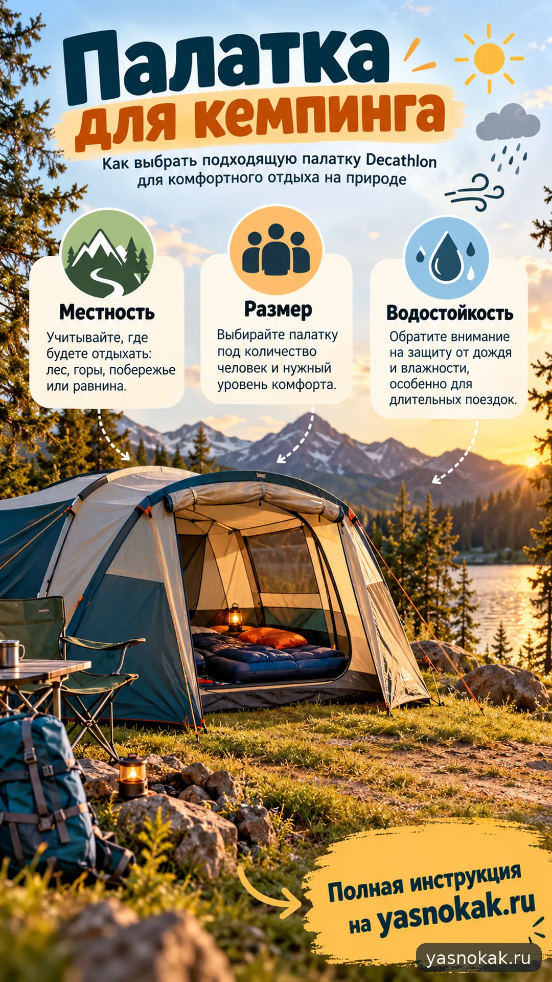 Схема: Как выбрать палатку Decathlon для кемпинга
