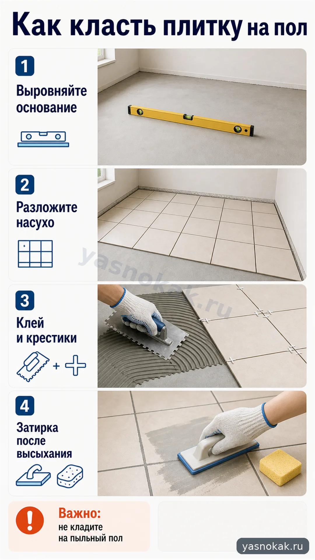 Схема: Как класть плитку на пол
