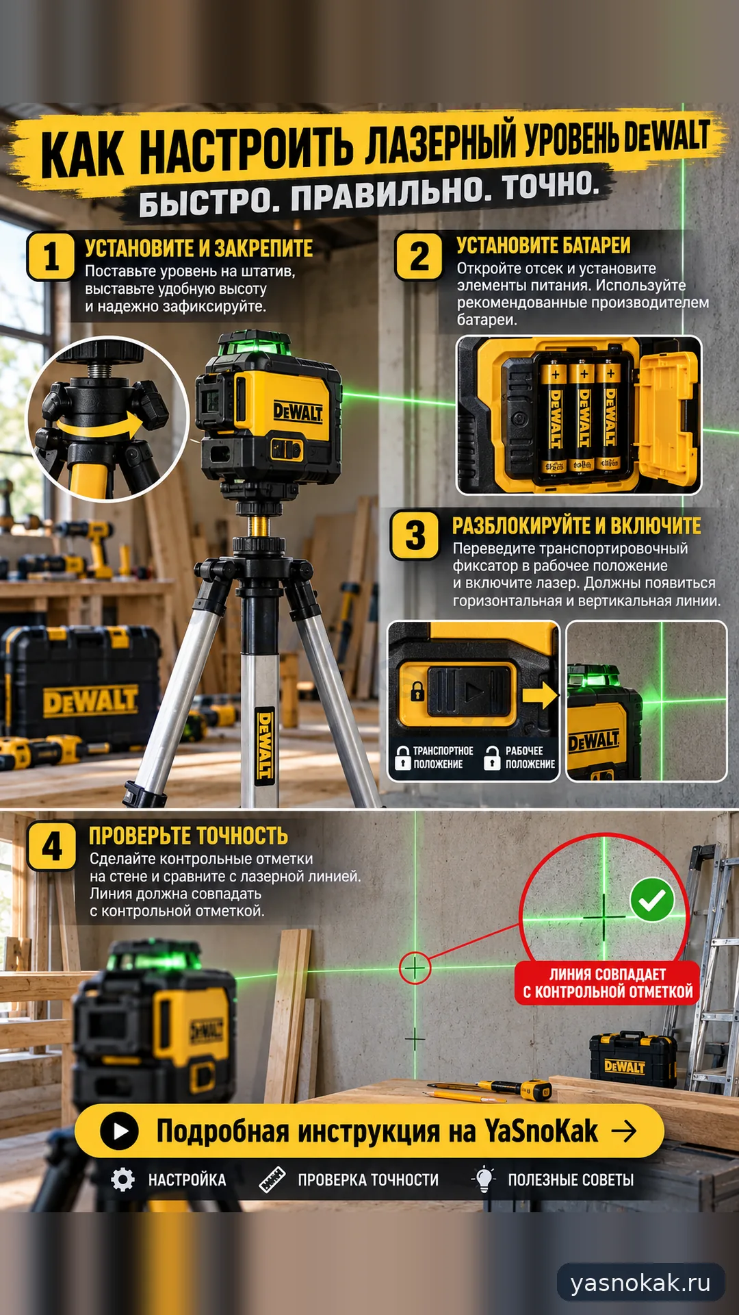Схема: Как настроить лазерный уровень DeWalt