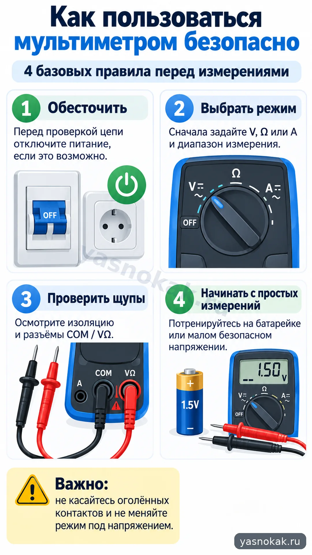 Схема: Как пользоваться мультиметром безопасно