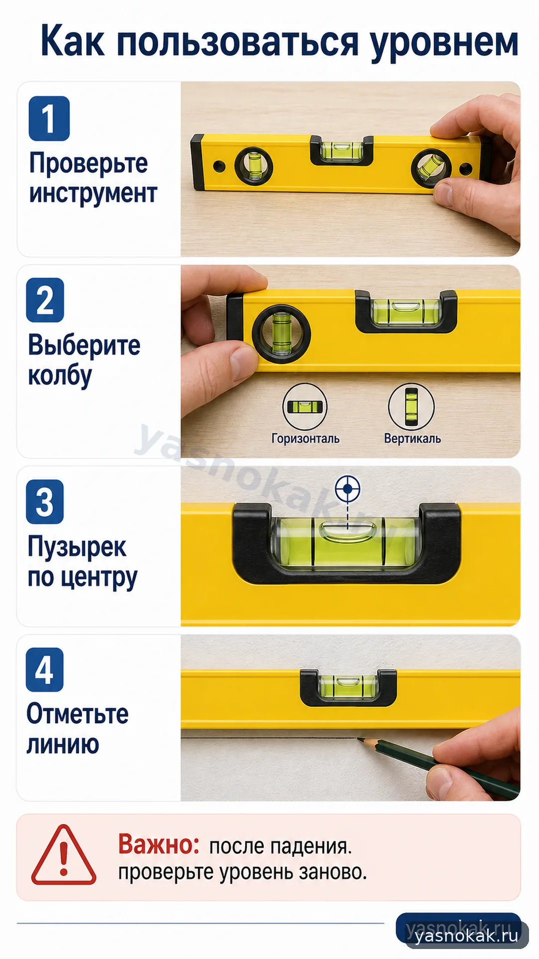 Схема: Как пользоваться уровнем