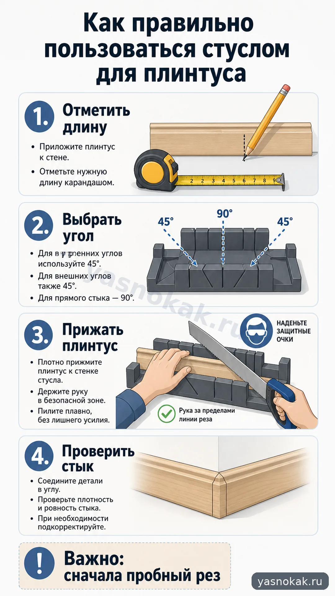 Схема: Как правильно пользоваться стуслом для плинтуса
