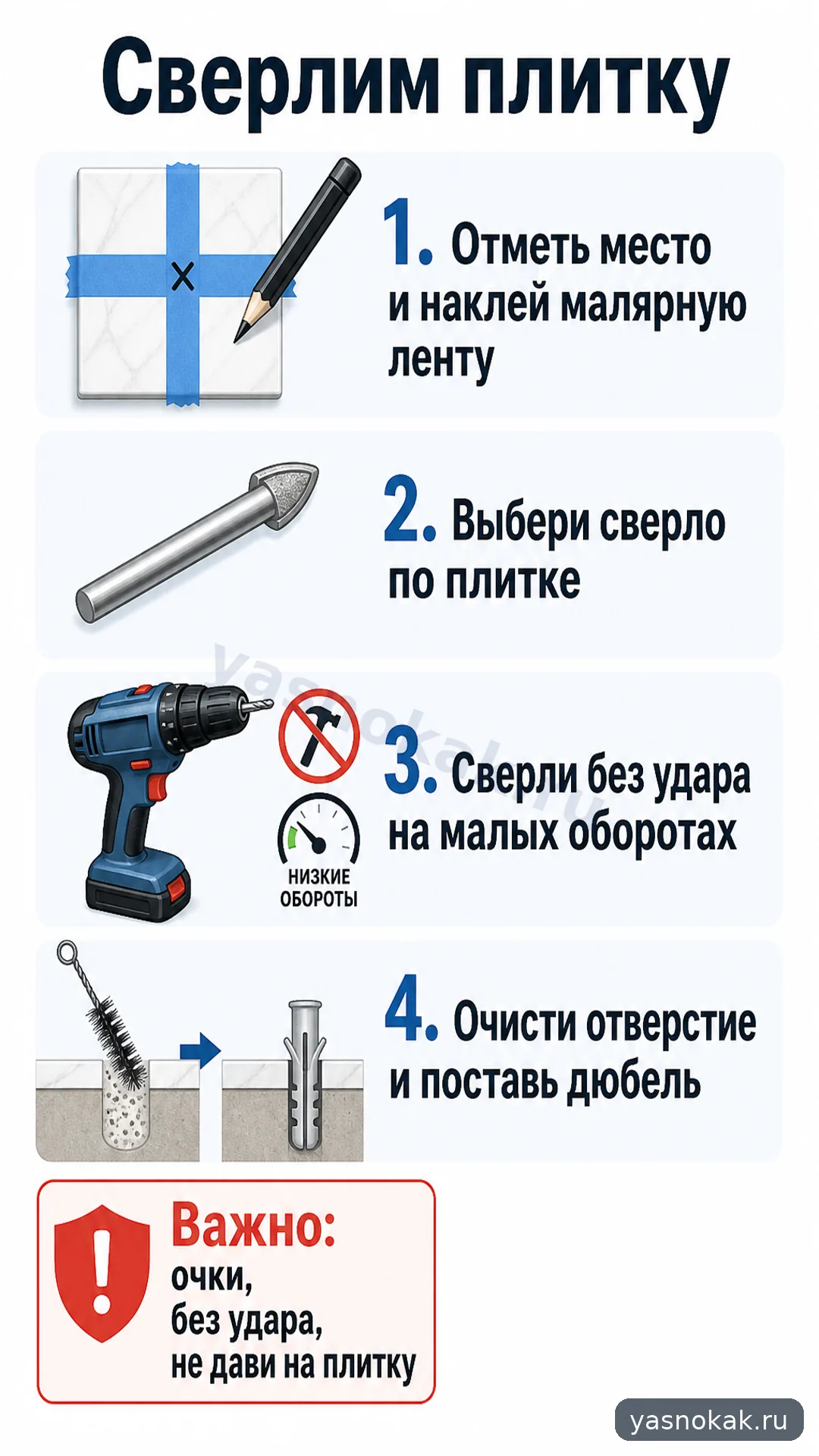 Схема: Как просверлить кафельную плитку