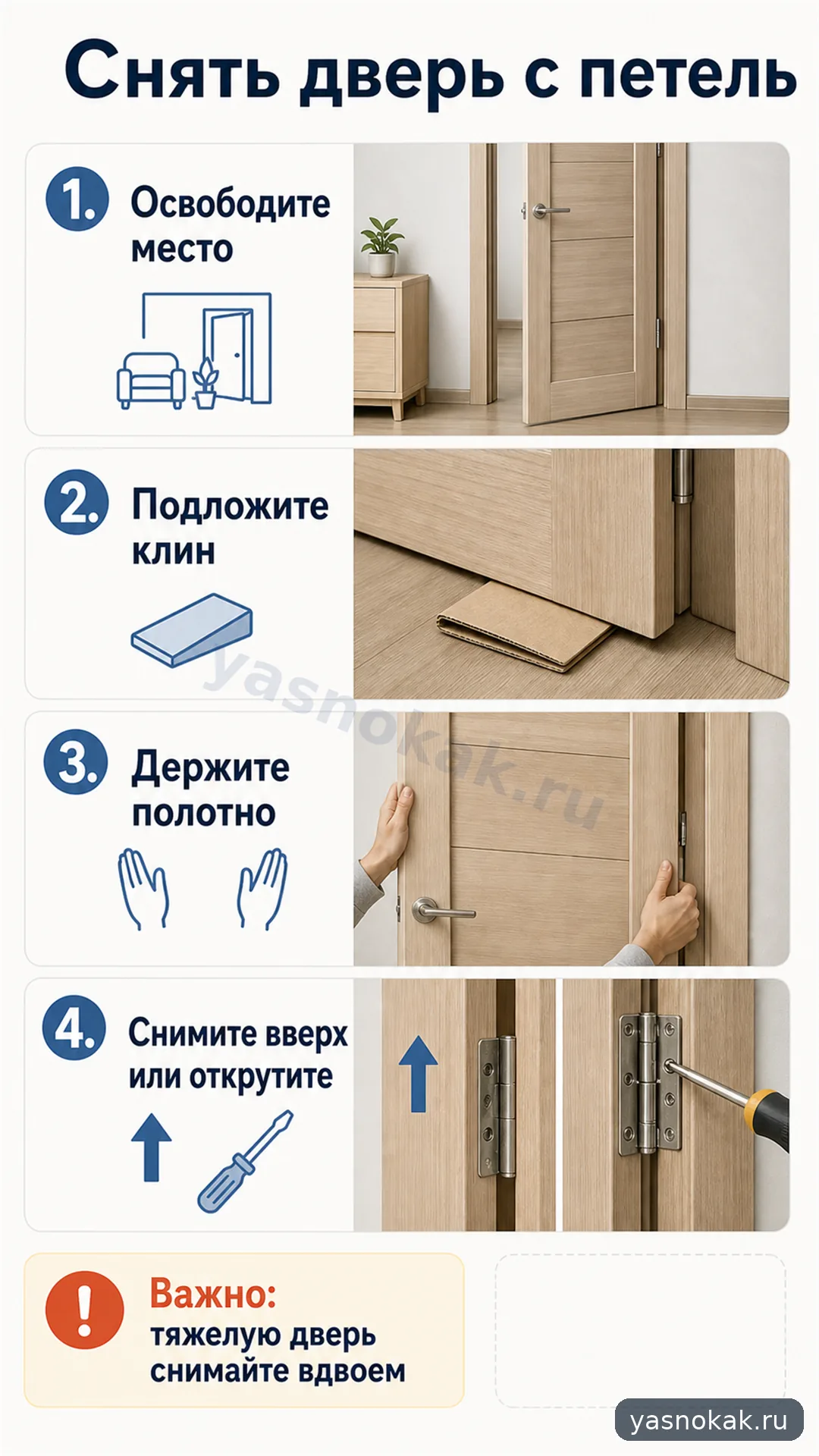 Схема: Как снять межкомнатную дверь с петель