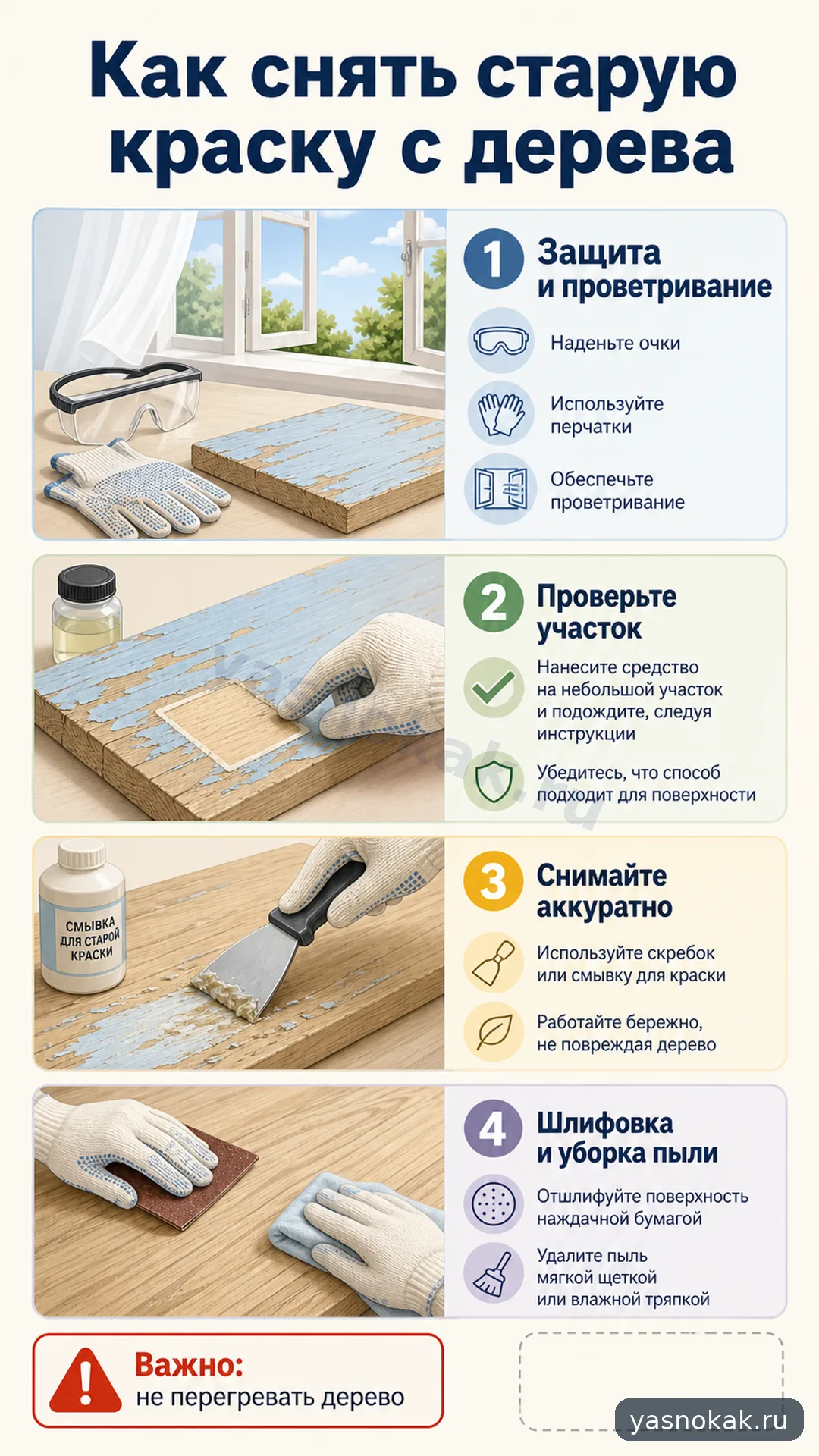 Схема: Как снять старую краску с дерева