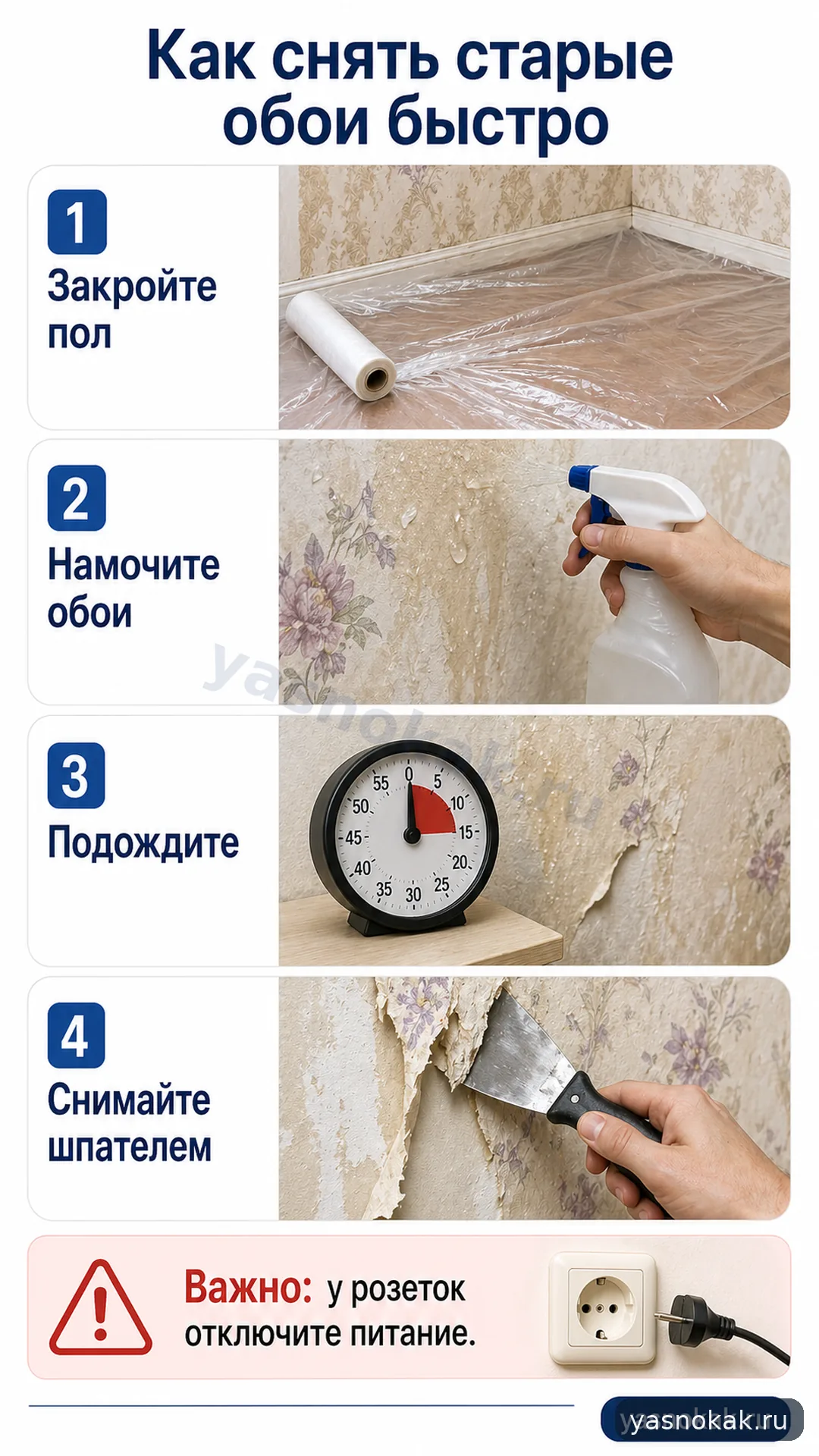Схема: Как снять старые обои быстро