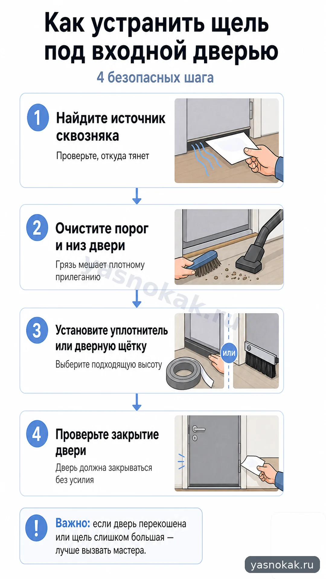 Схема: Как устранить щель под входной дверью