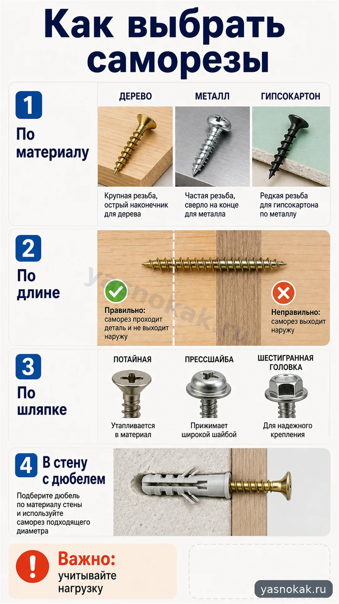 Схема: Как выбрать саморезы