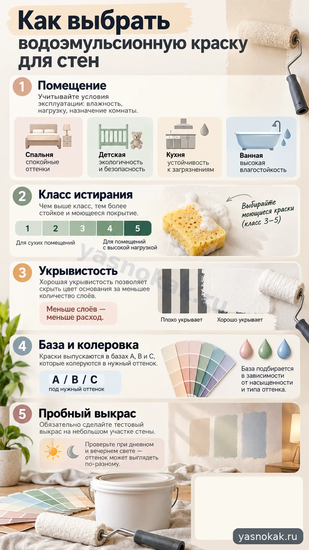Схема: Как выбрать водоэмульсионную краску для стен