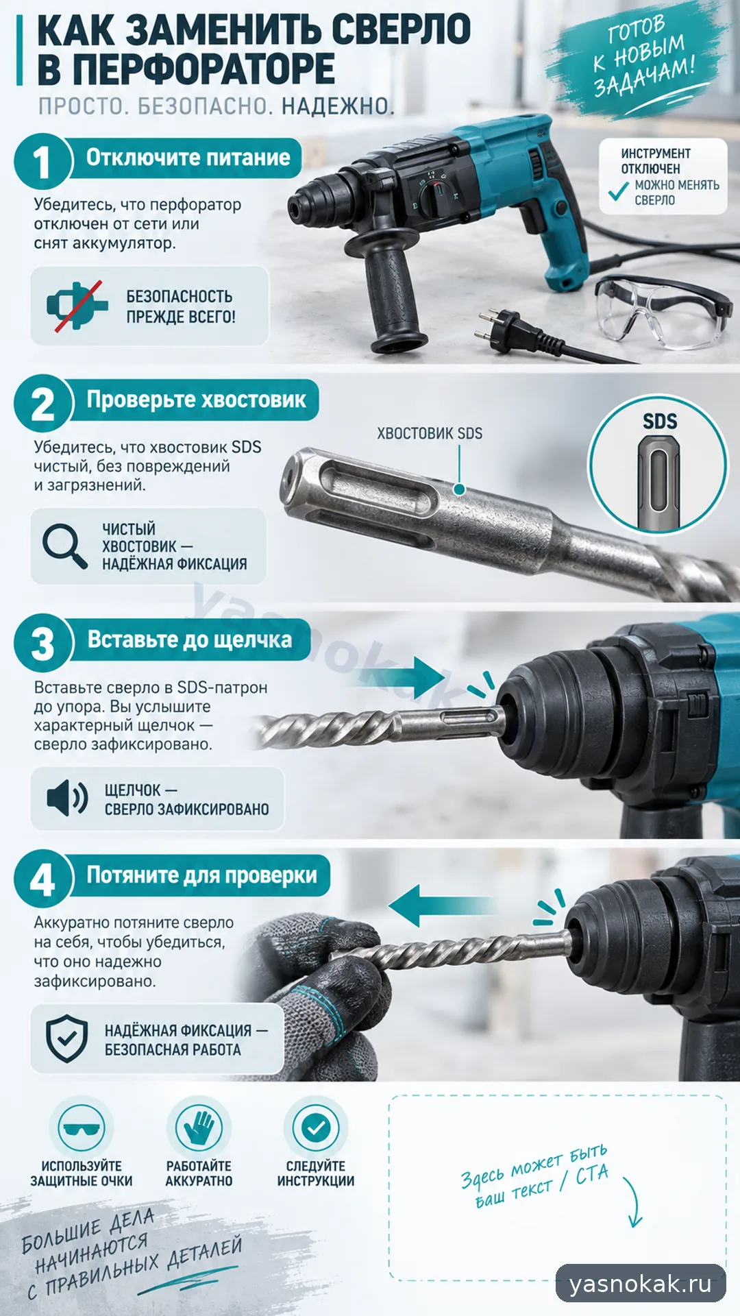 Схема: Как заменить сверло в перфораторе Makita