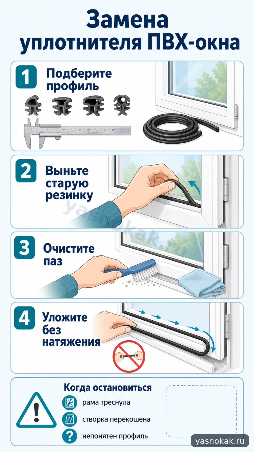 Схема: Как заменить уплотнитель на окнах ПВХ своими руками