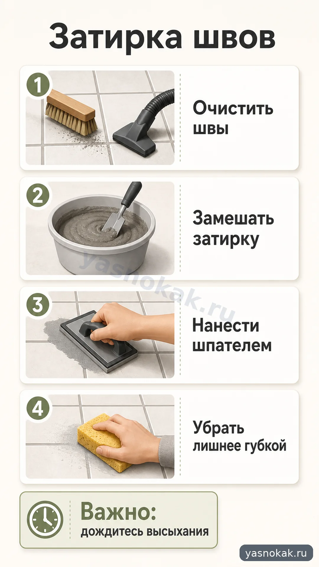Схема: Как затереть швы плитки