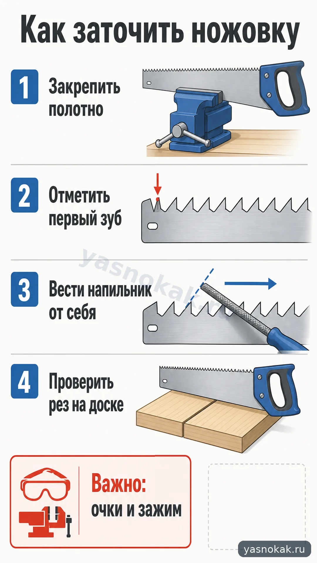 Схема: Как заточить ножовку по дереву