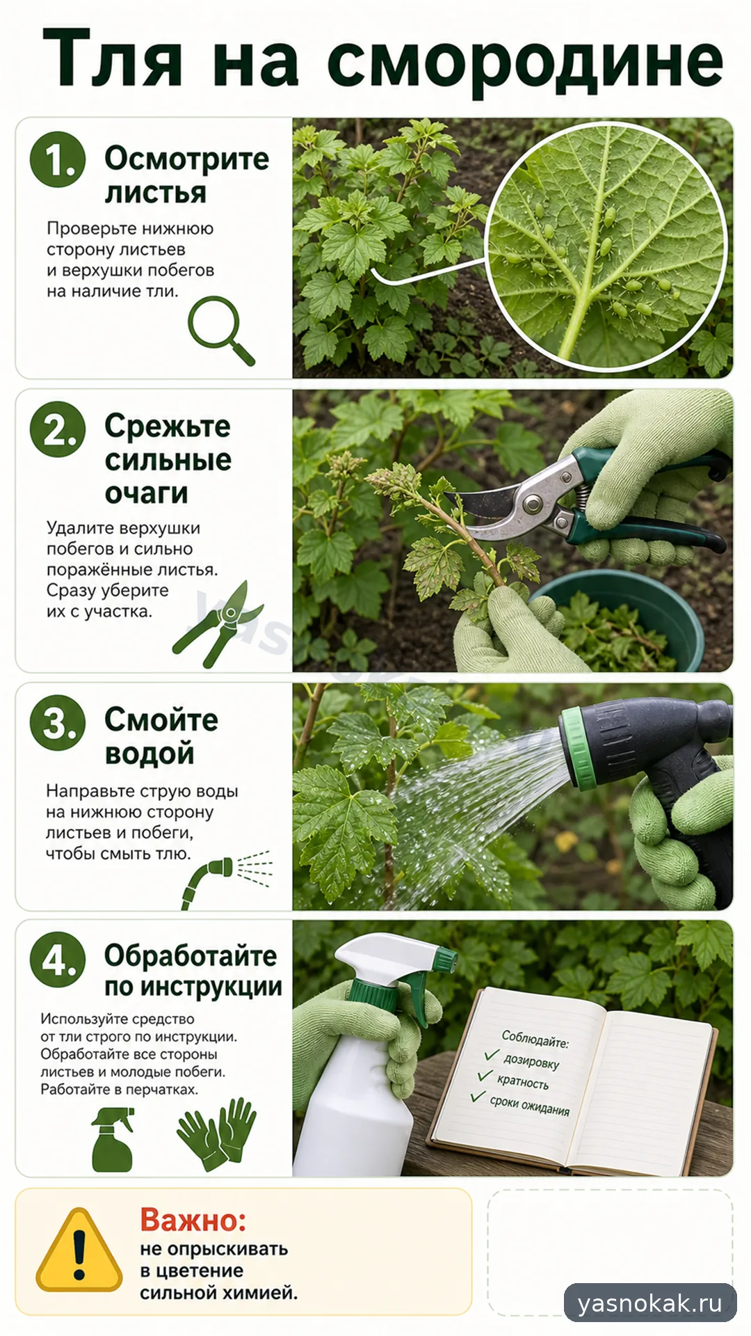 Схема: Чем обработать смородину от тли