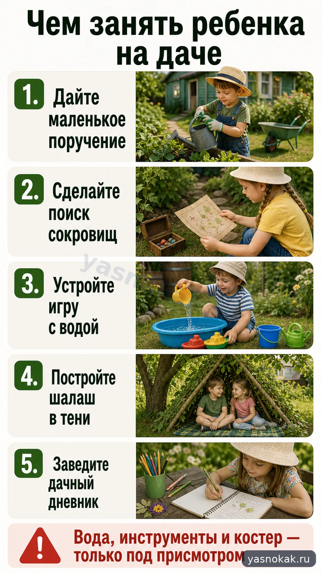 Схема: Чем занять ребенка на даче