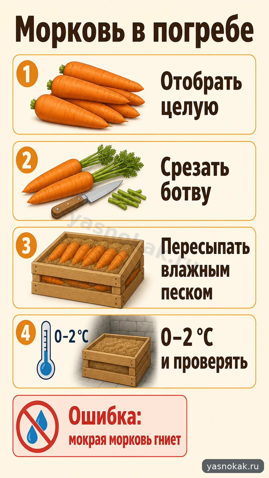 Схема: Как хранить морковь в погребе