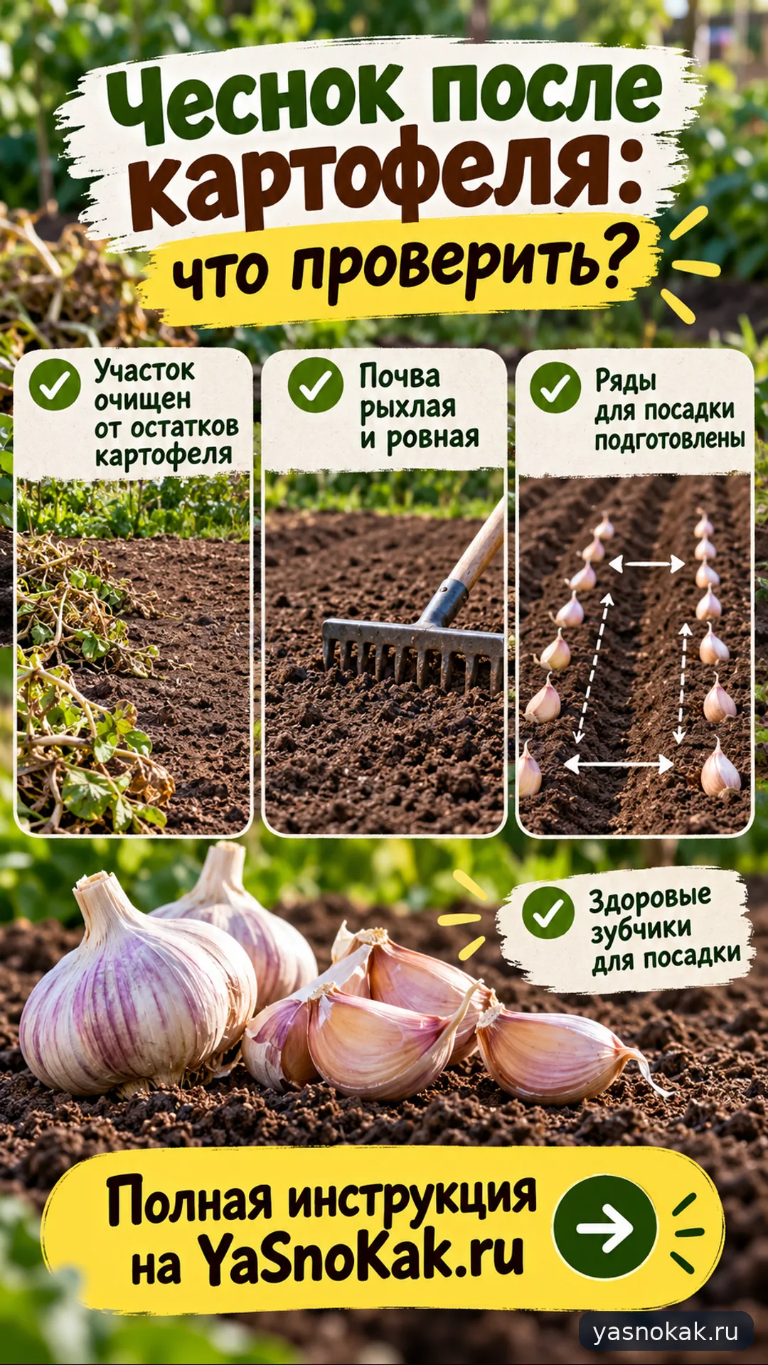 Схема: Как подготовить грядку под чеснок после картофеля